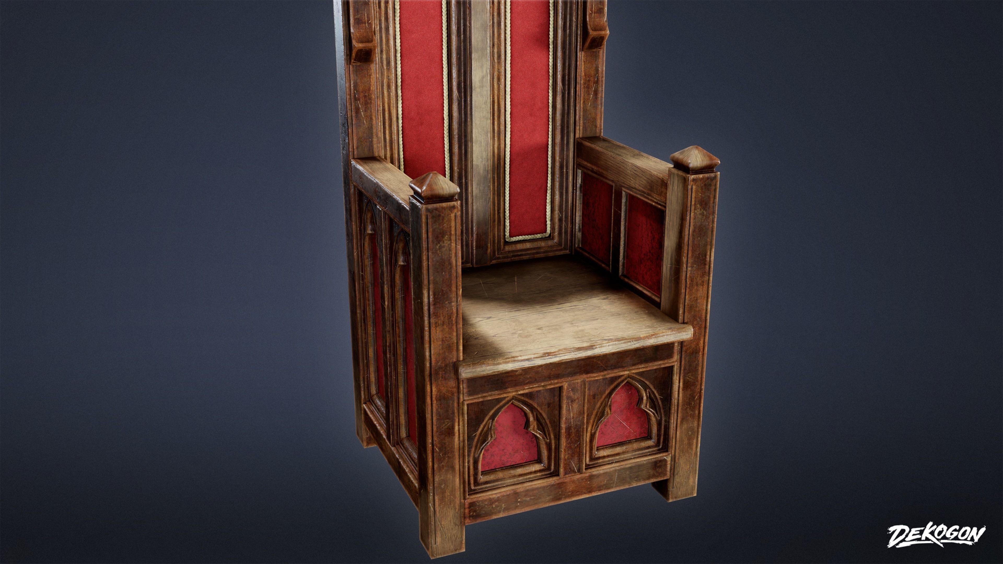 MEDIEVAL - Throne 01 - LOW POLY Low-poly 3D model_5