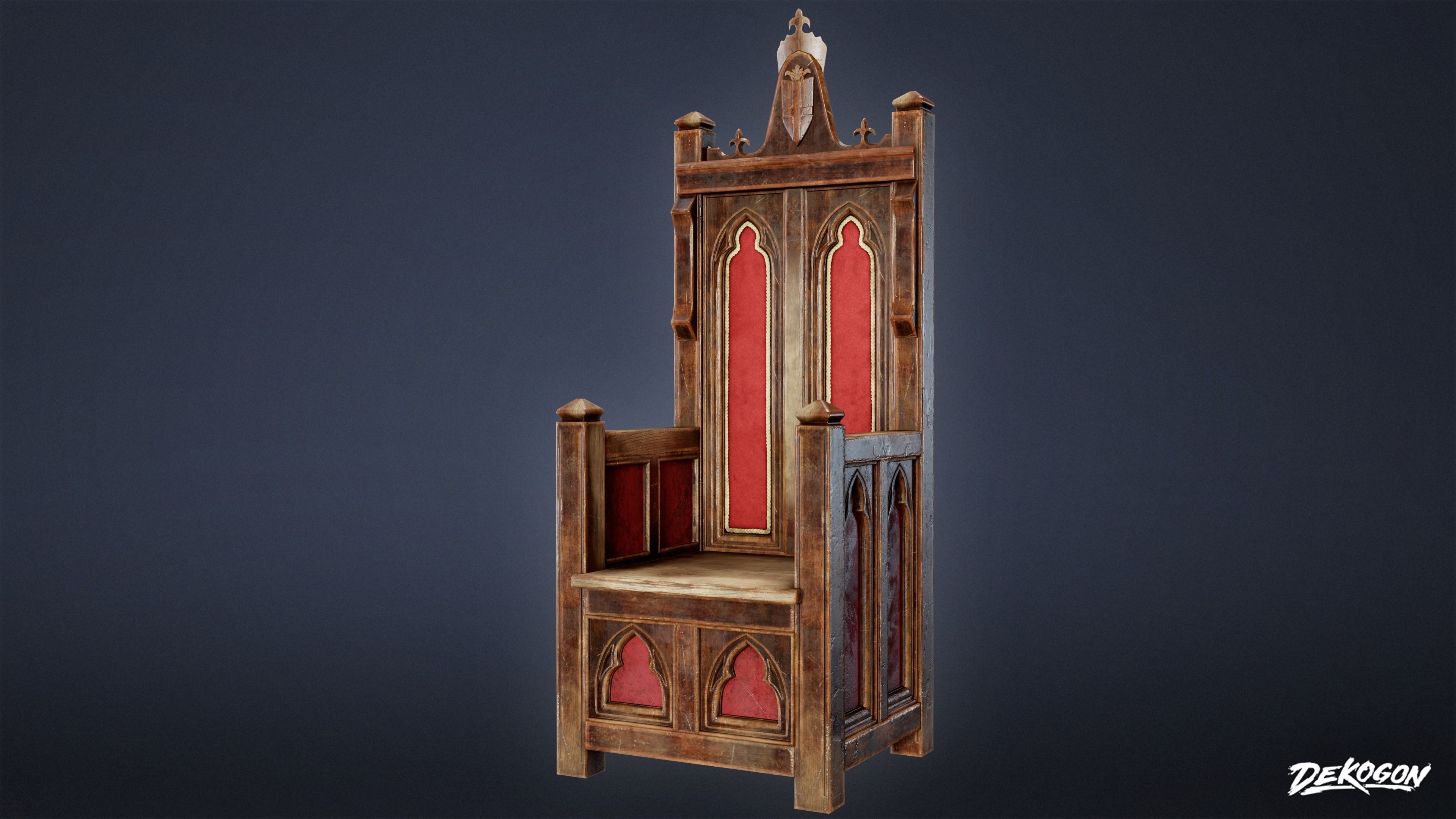MEDIEVAL - Throne 01 - LOW POLY Low-poly 3D model_6
