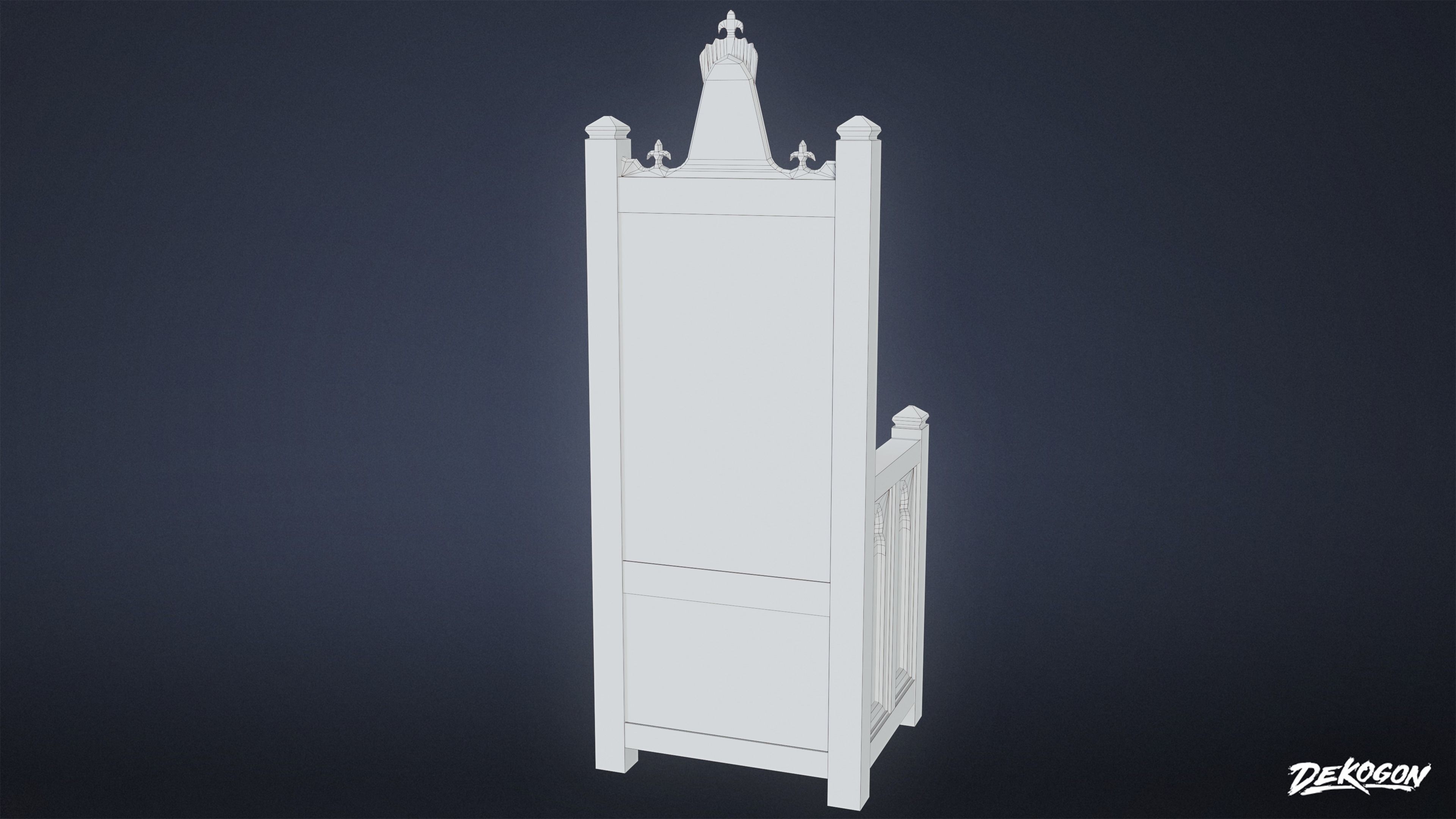 MEDIEVAL - Throne 01 - LOW POLY Low-poly 3D model_9
