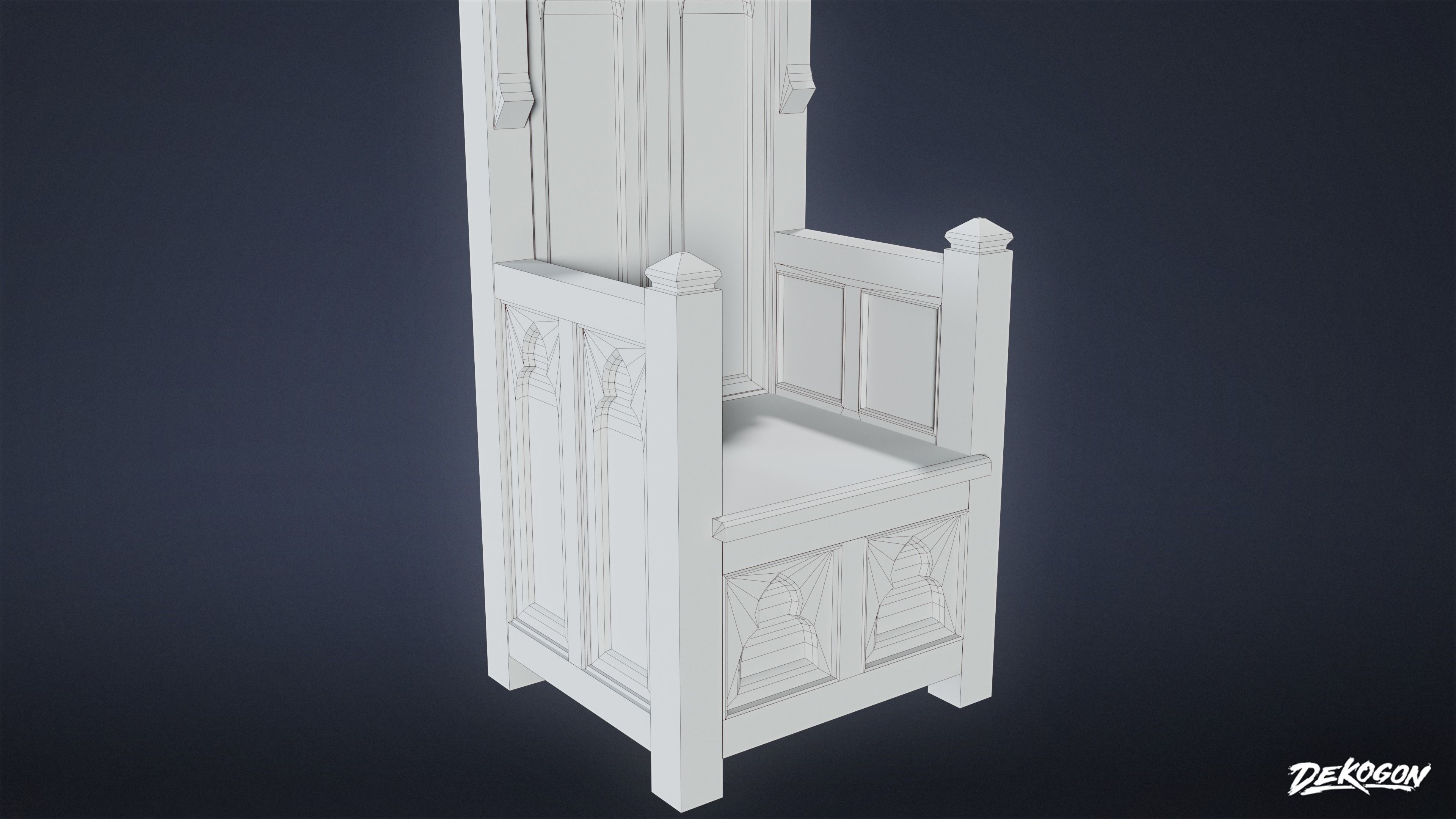 MEDIEVAL - Throne 01 - LOW POLY Low-poly 3D model_8