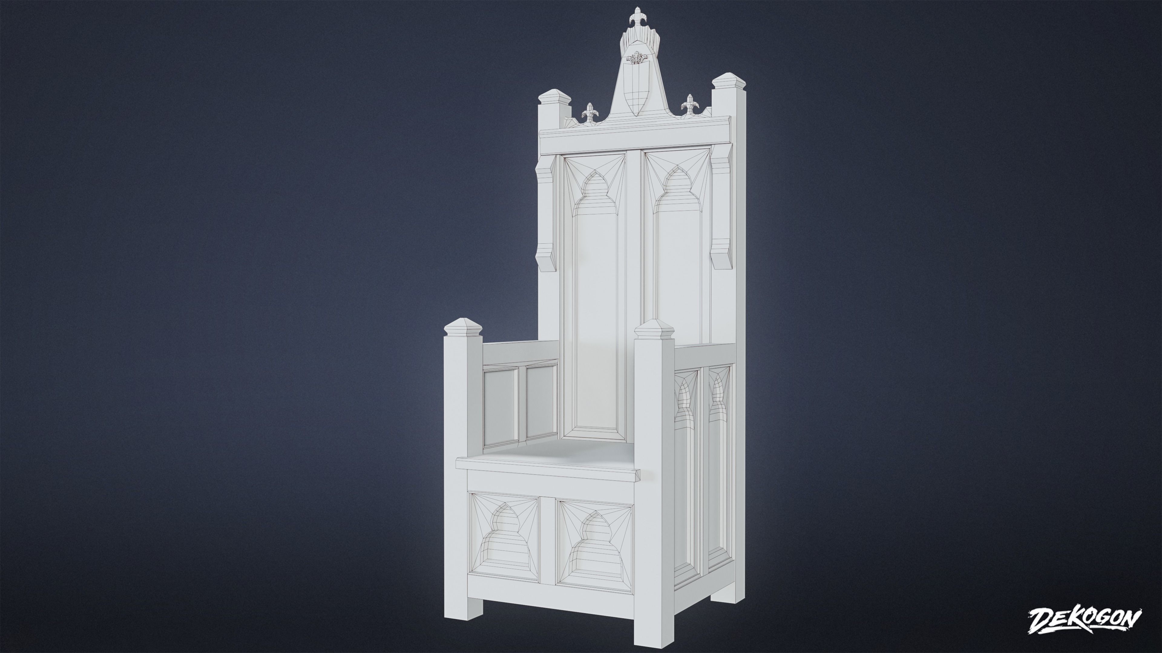 MEDIEVAL - Throne 01 - LOW POLY Low-poly 3D model_7
