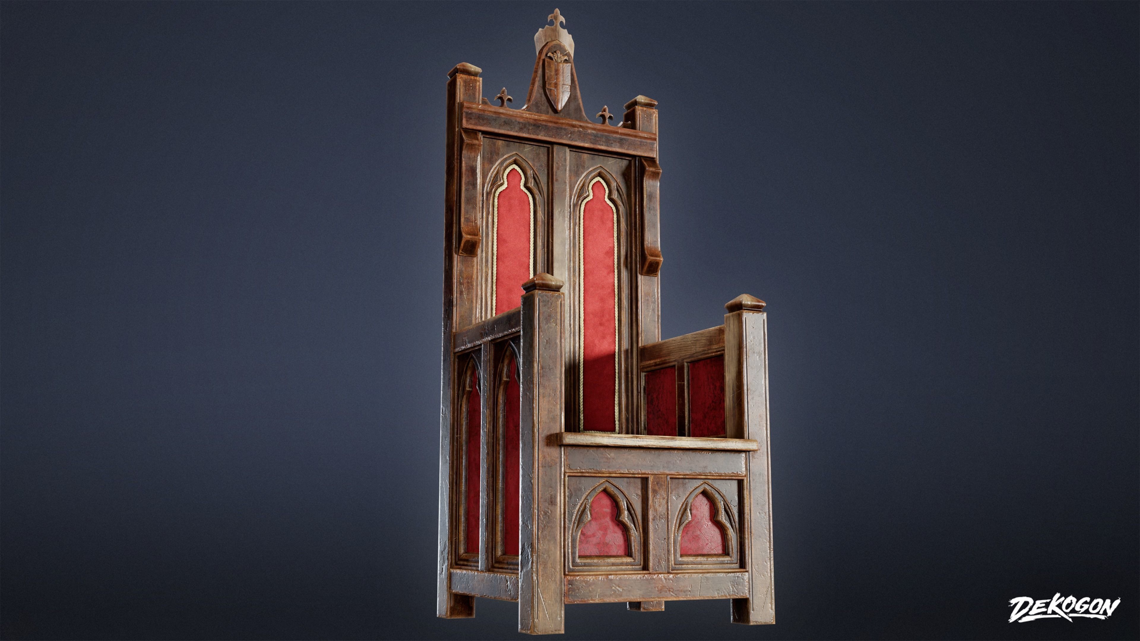 MEDIEVAL - Throne 01 - LOW POLY Low-poly 3D model_4