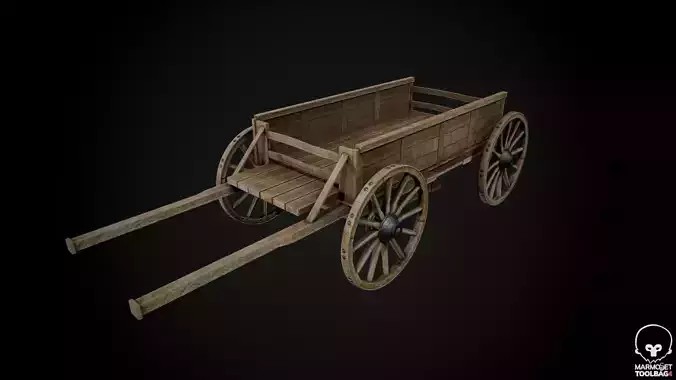 Medieval Wooden Horse Cart Variation 3 - Low Poly And Game Ready