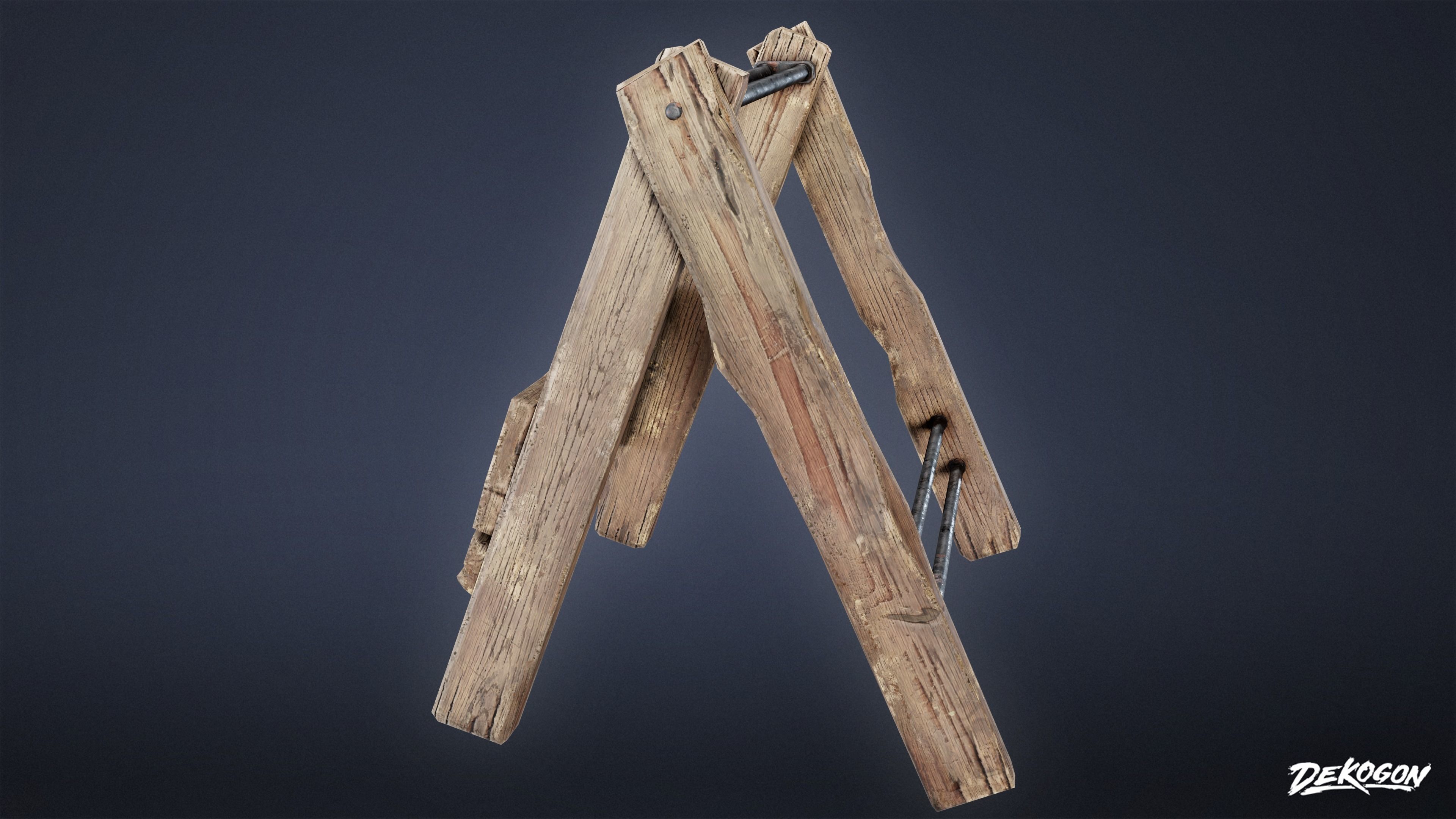 MEDIEVAL - Tool Rack 01 - LOW POLY Low-poly 3D model_2