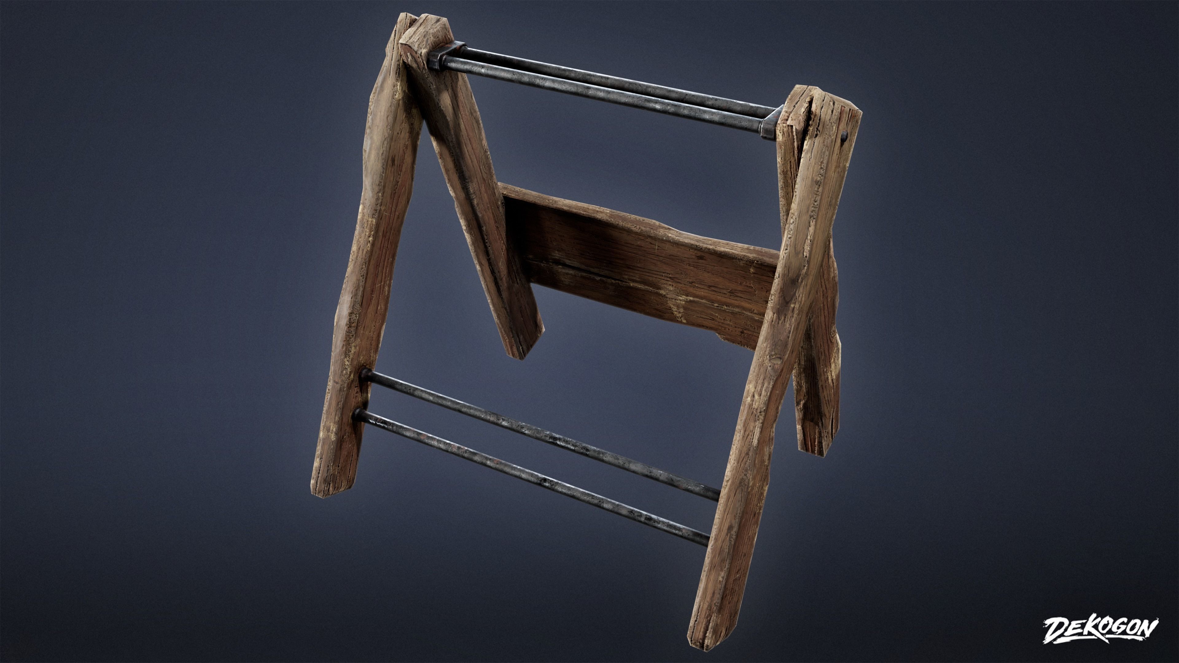 MEDIEVAL - Tool Rack 01 - LOW POLY Low-poly 3D model_5