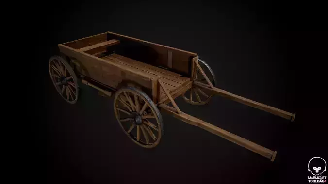 Medieval Wooden Horse Cart Variation 4 - Low Poly And Game Ready