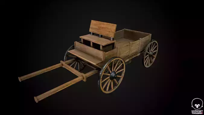 Medieval Wooden Horse Cart Variation 5 - Low Poly And Game Ready