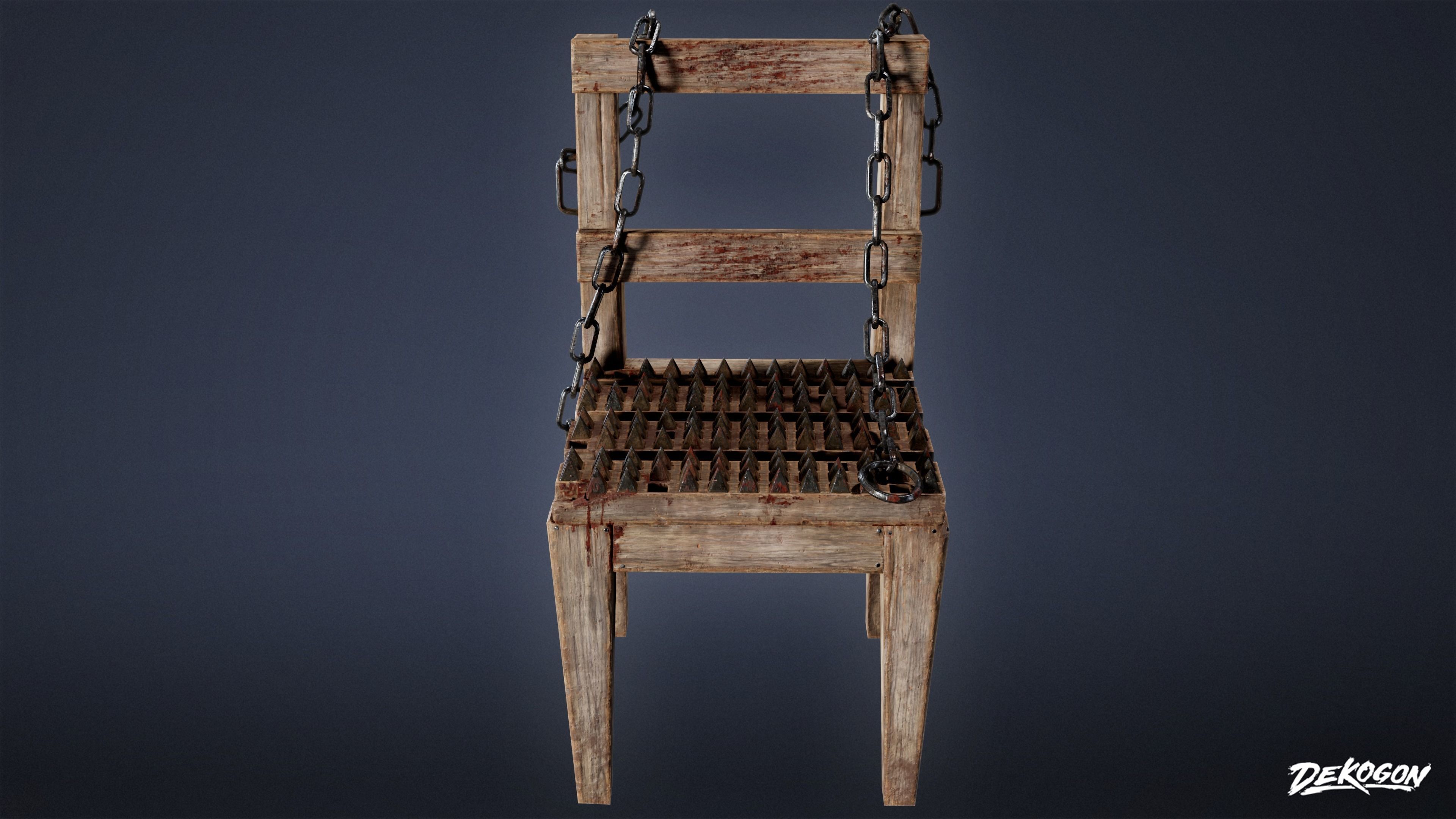 MEDIEVAL - Torture Chair 01 - LOW POLY Low-poly 3D model_1
