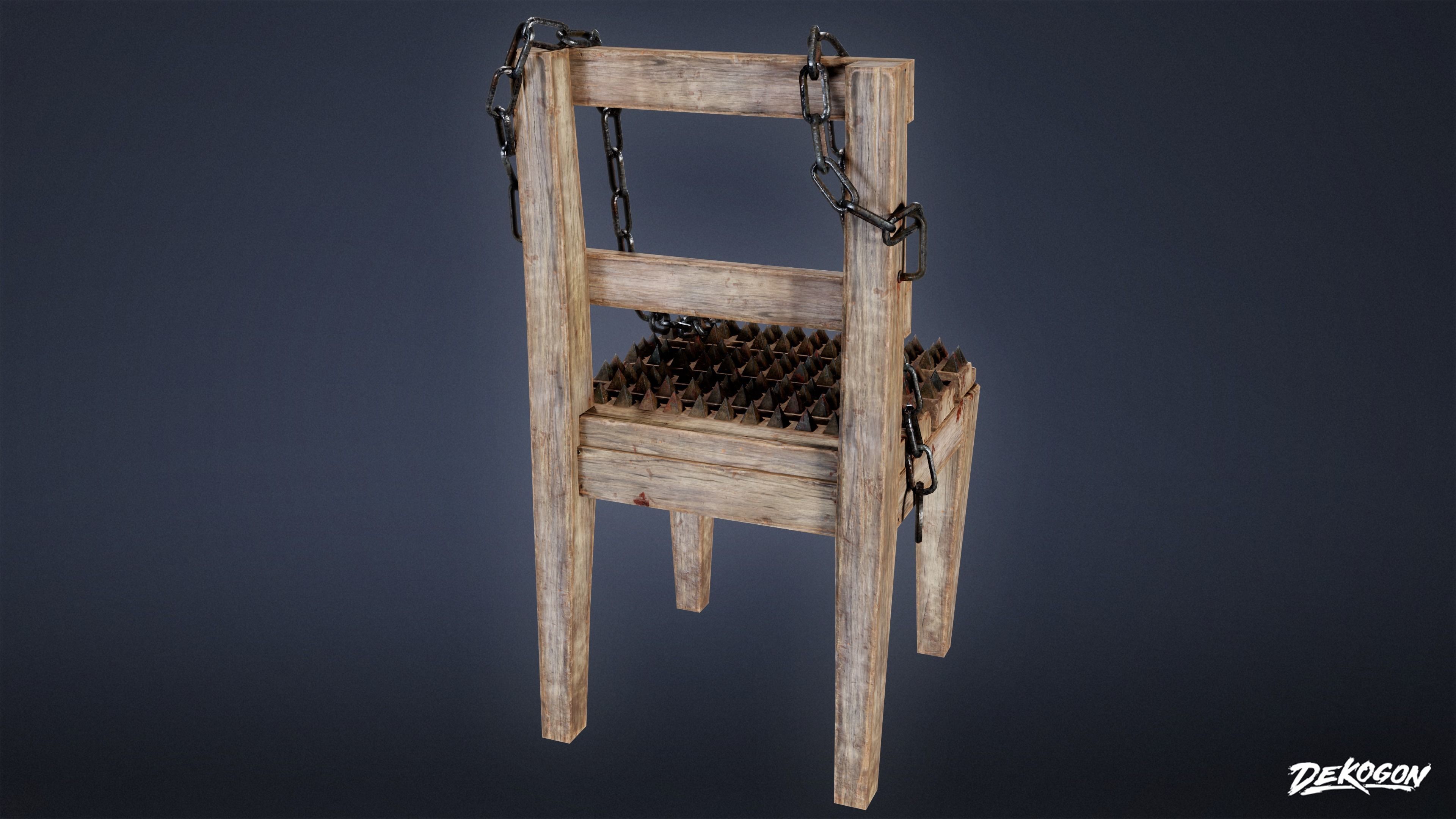 MEDIEVAL - Torture Chair 01 - LOW POLY Low-poly 3D model_3
