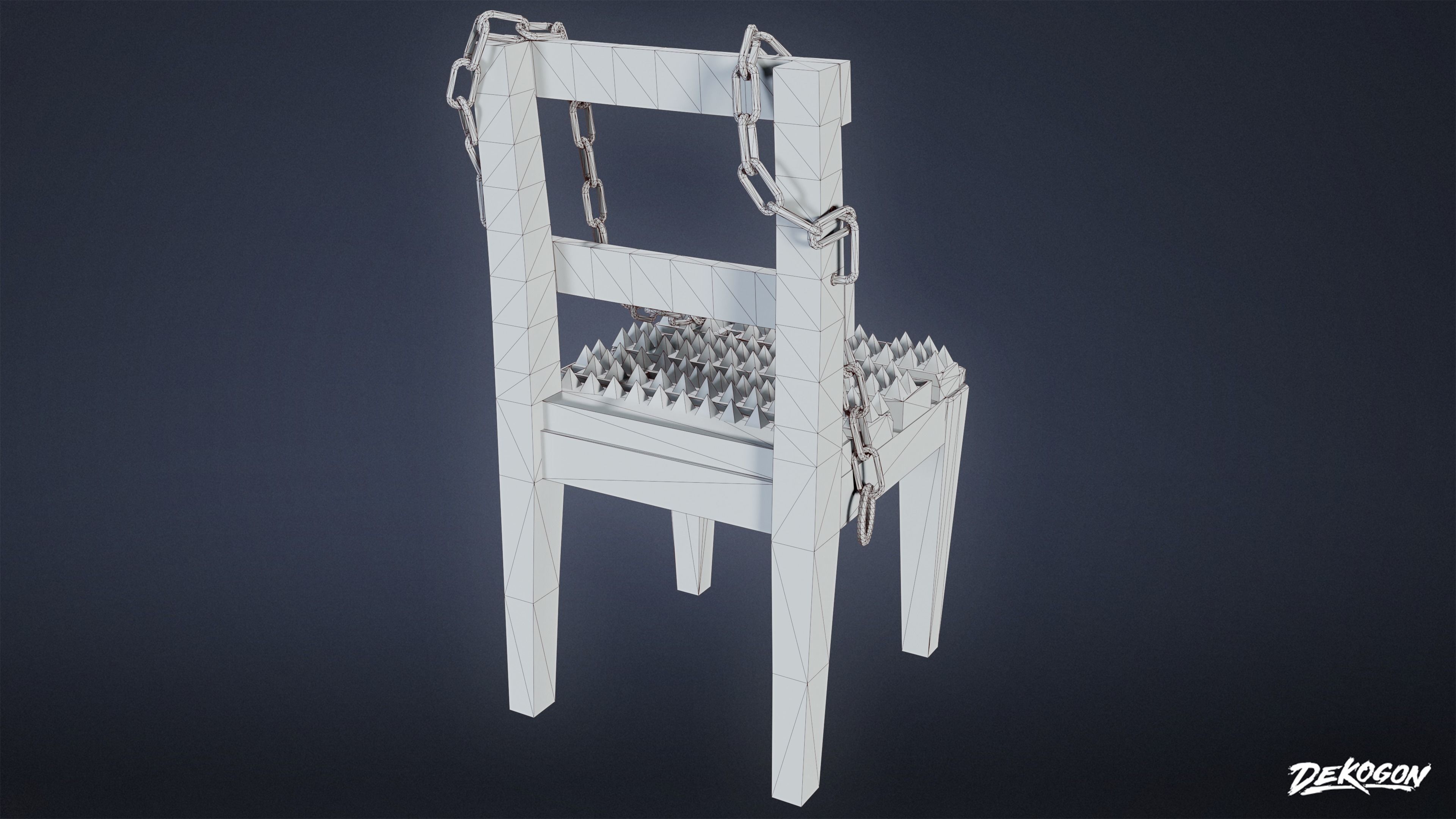 MEDIEVAL - Torture Chair 01 - LOW POLY Low-poly 3D model_9