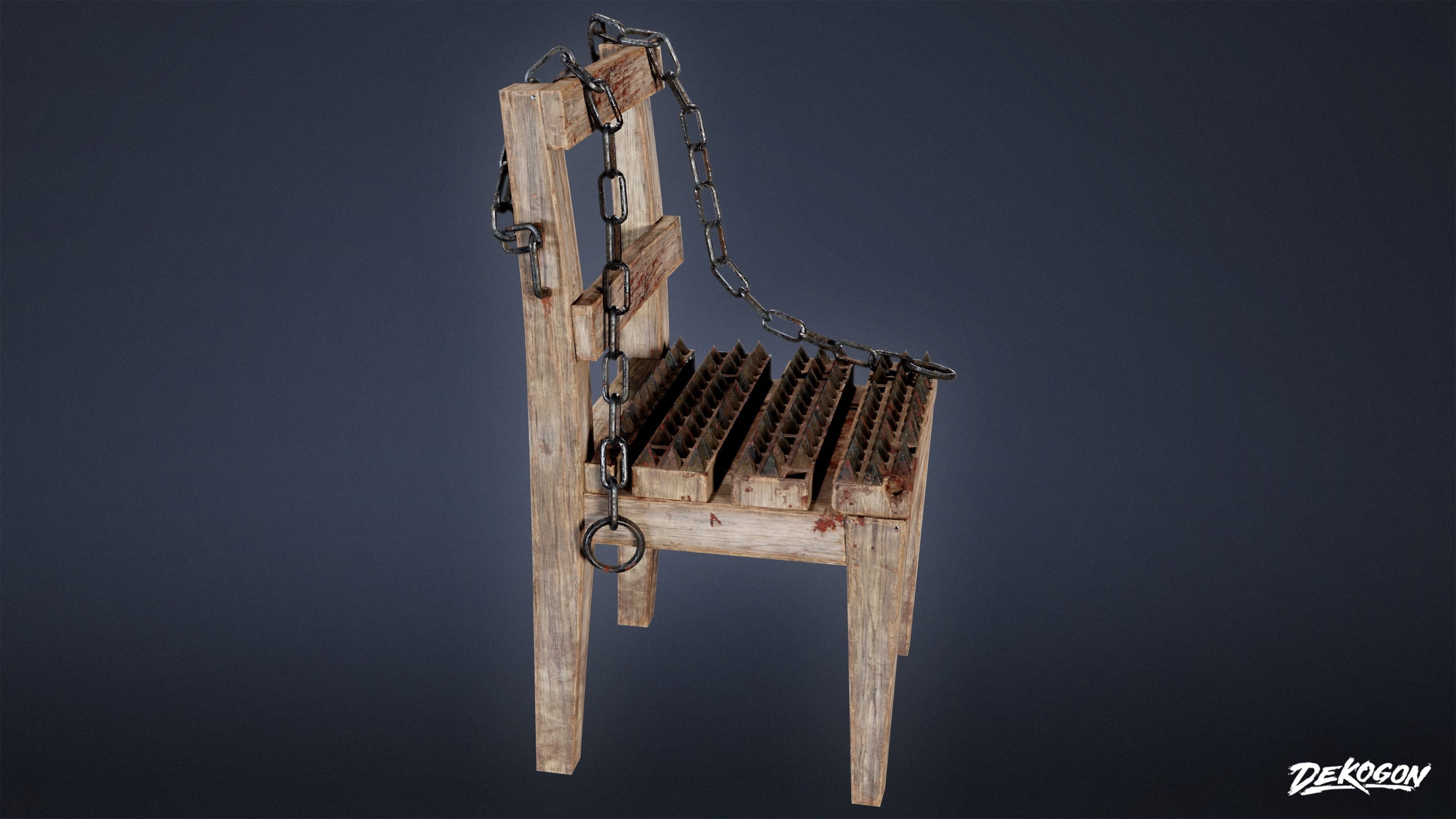 MEDIEVAL - Torture Chair 01 - LOW POLY Low-poly 3D model_2