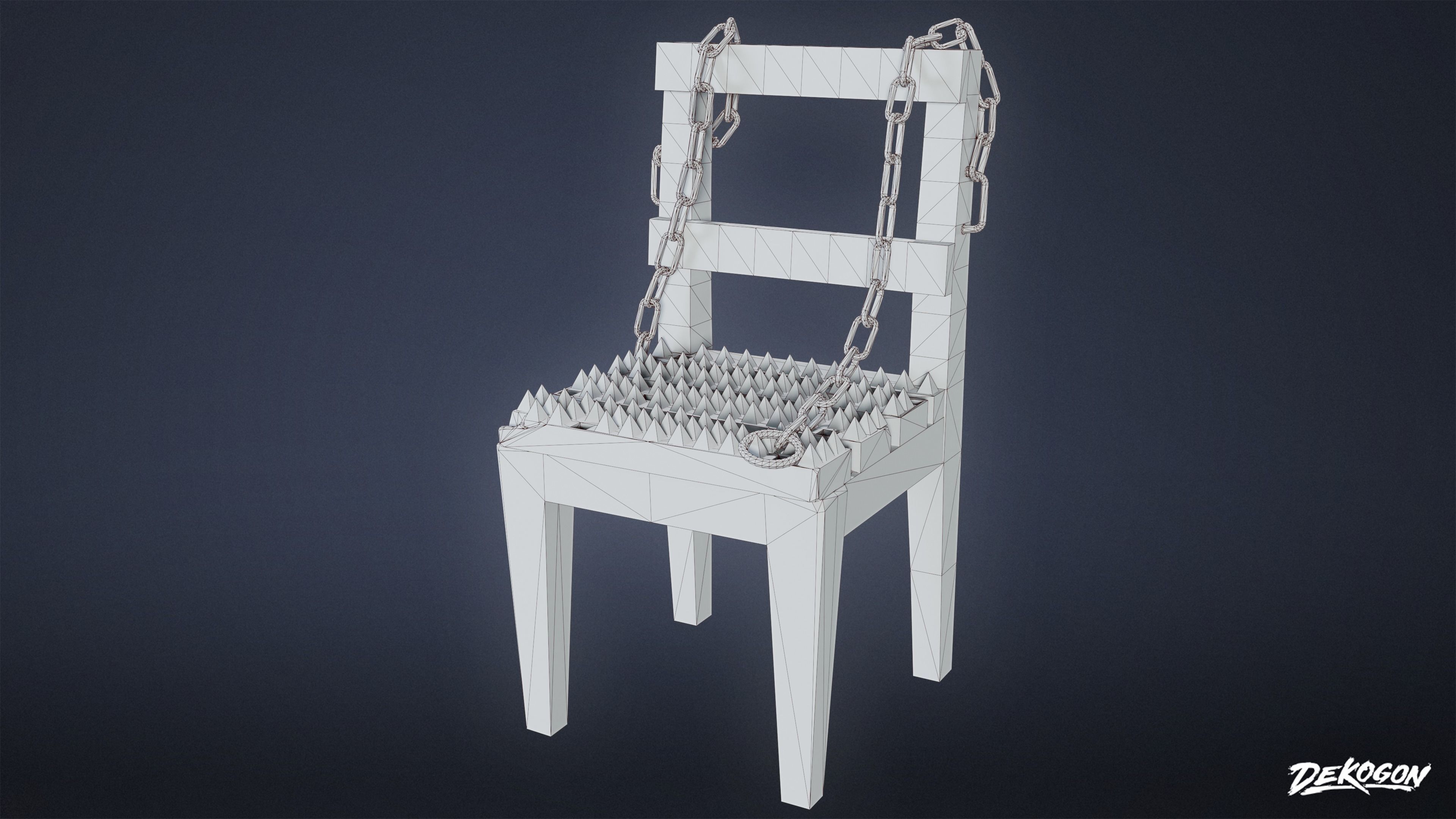 MEDIEVAL - Torture Chair 01 - LOW POLY Low-poly 3D model_8