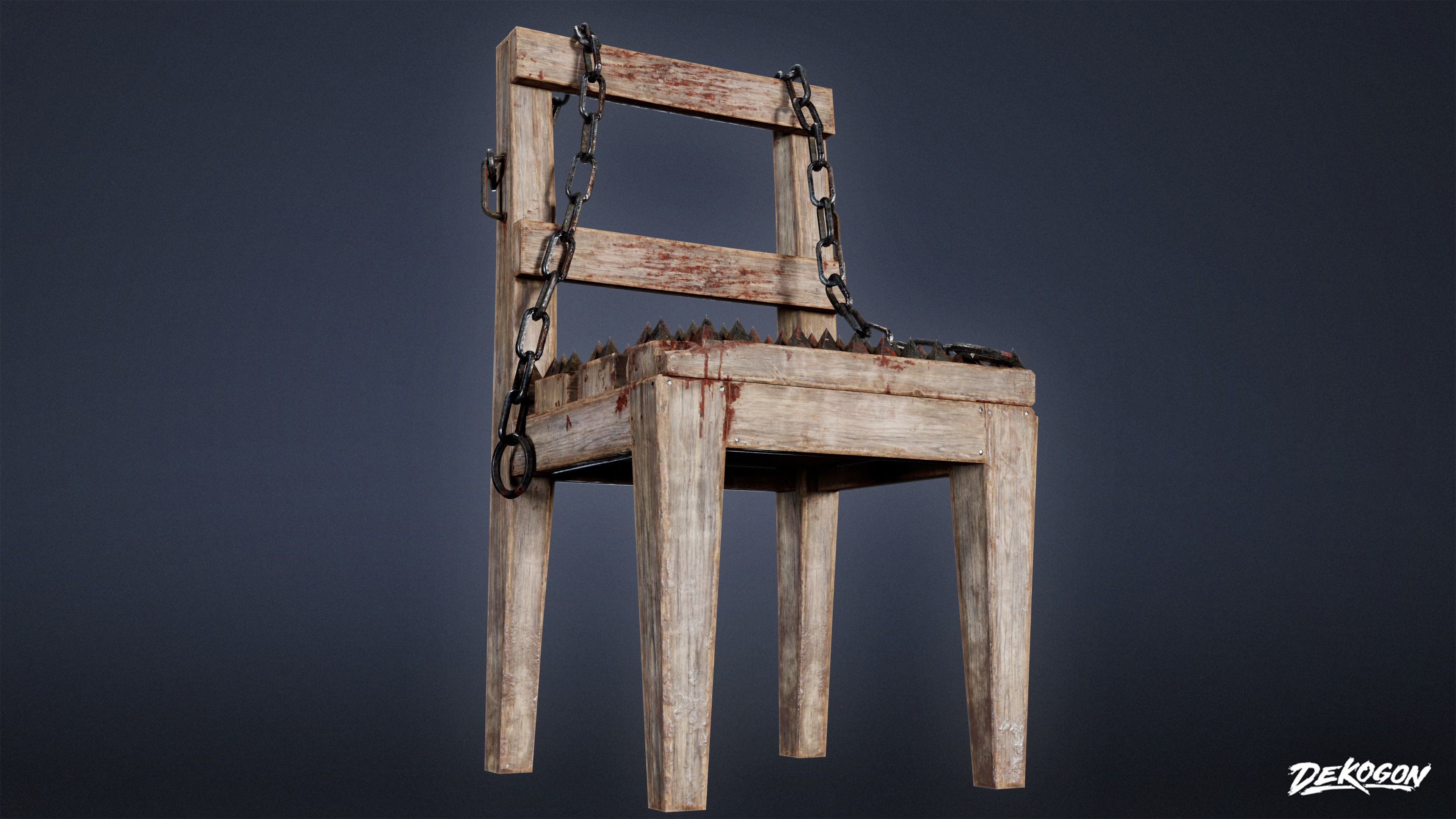 MEDIEVAL - Torture Chair 01 - LOW POLY Low-poly 3D model_5