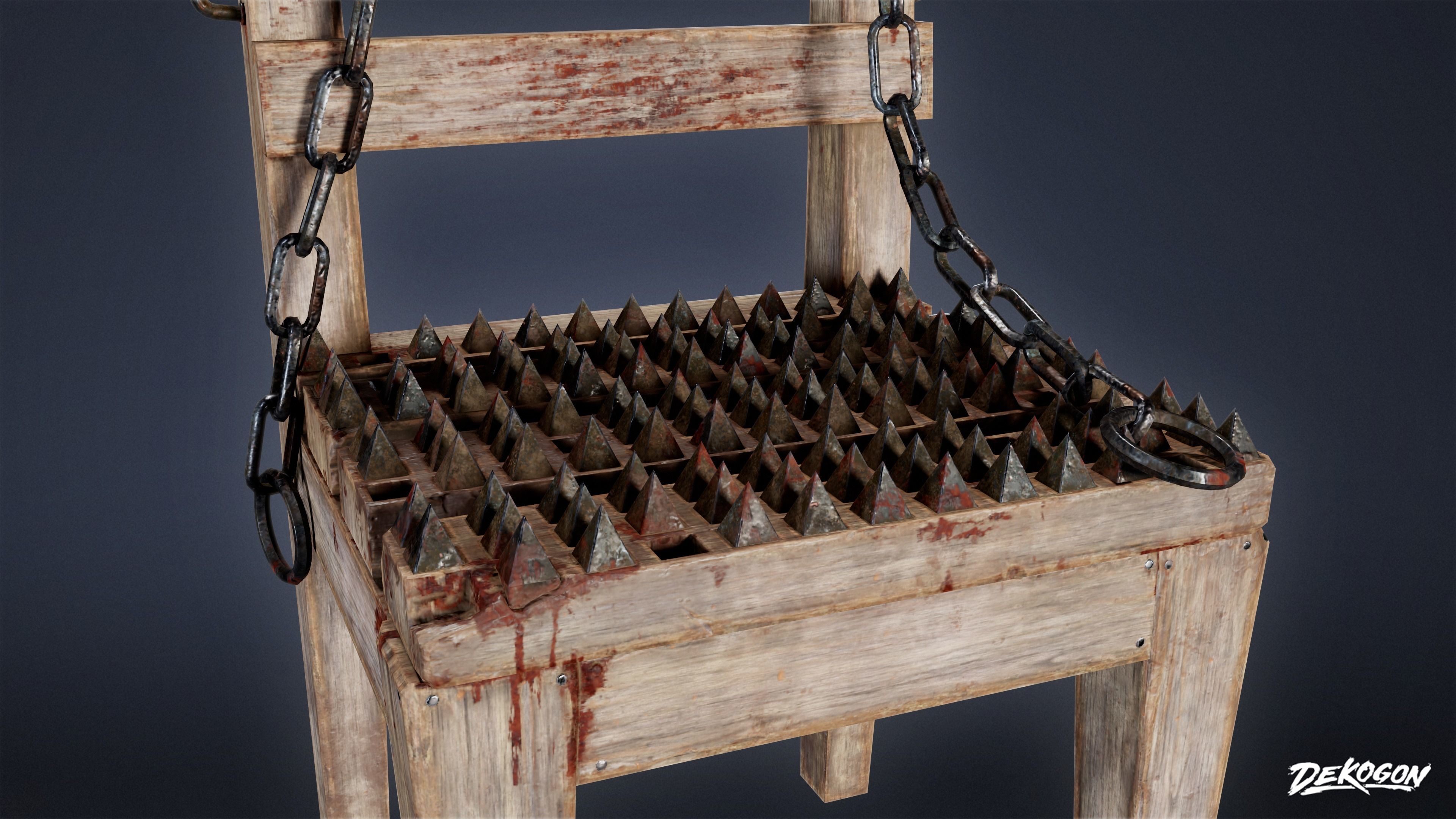 MEDIEVAL - Torture Chair 01 - LOW POLY Low-poly 3D model_6