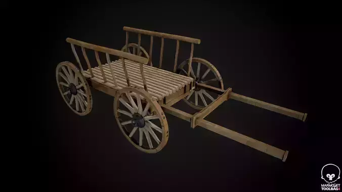 Medieval Wooden Horse Cart Variation 7 - Low Poly And Game Ready