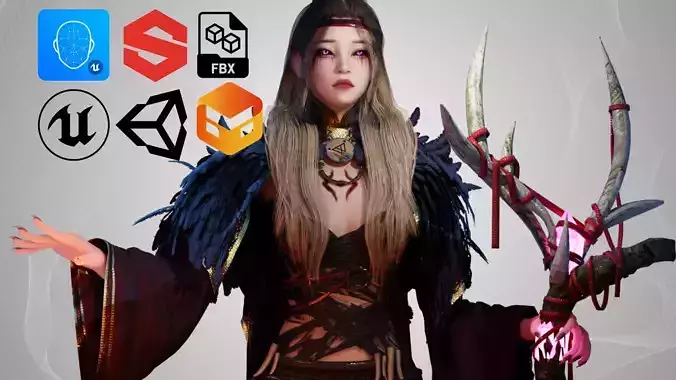 Viking Girl - GameReady Low-poly 3D model
