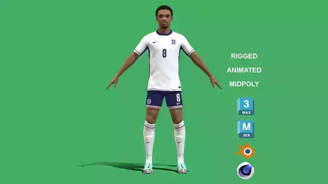 3D Rigged Trent Alexander-Arnold England Euro 2024 3D model