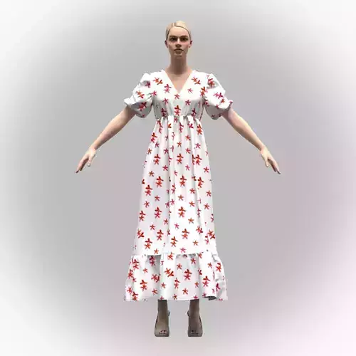 Women Maxi Dress Low-poly 3D model