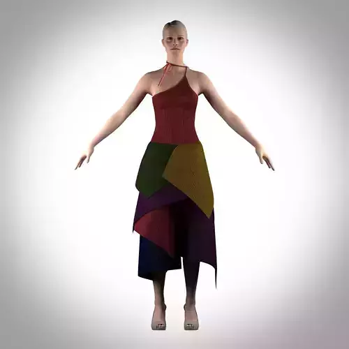 womens asymmetric dress Low-poly 3D model