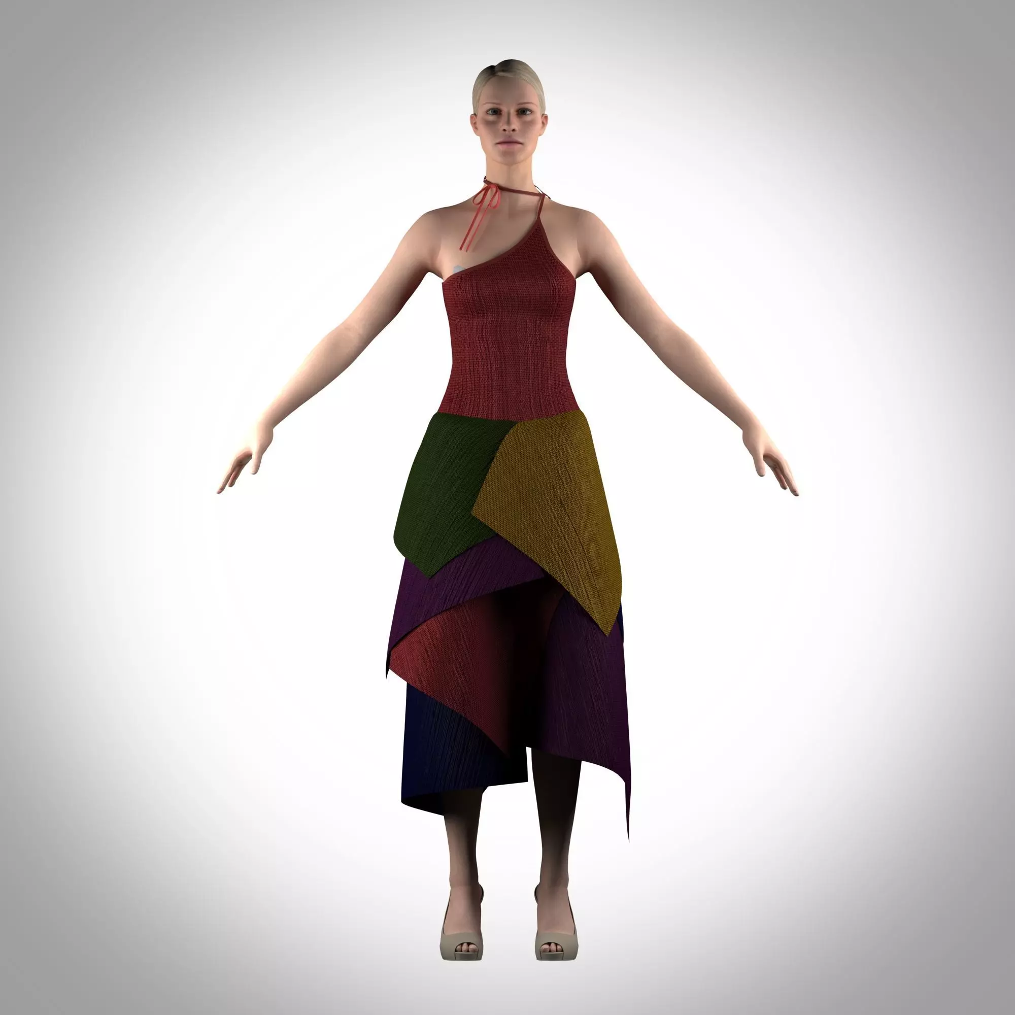 womens asymmetric dress Low-poly 3D model