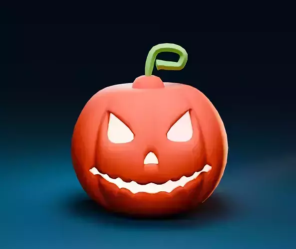 orange halloween pumpkin on blue gradient background
