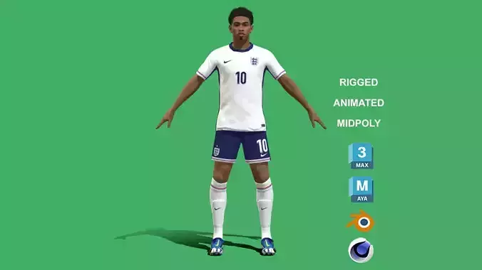 3D Rigged Jude Bellingham England Euro 2024 3D model