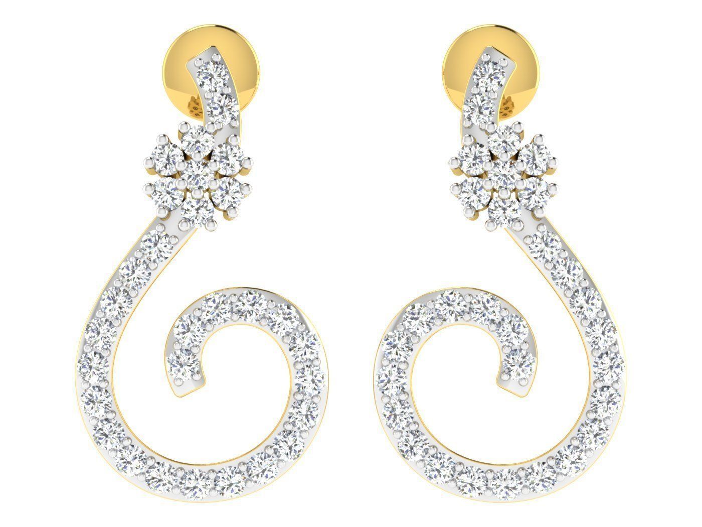 Diamond locket set for Women 3D print model_10