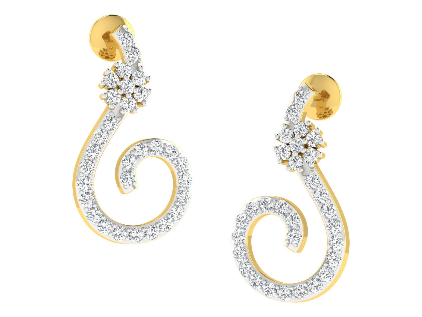 Diamond locket set for Women 3D print model_2