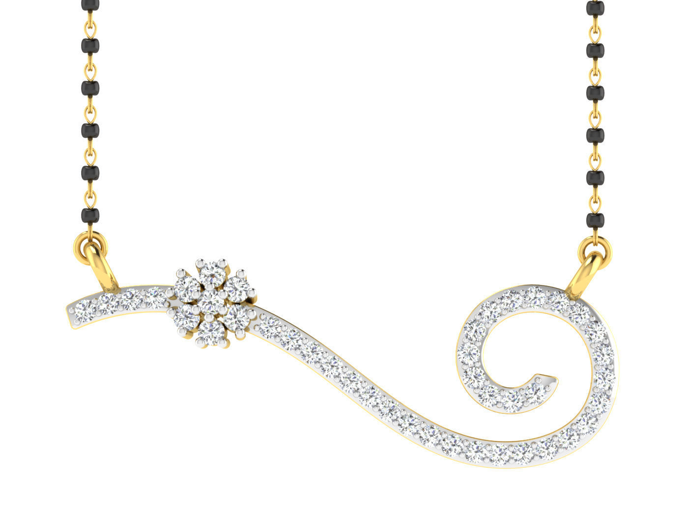 Diamond locket set for Women 3D print model_8