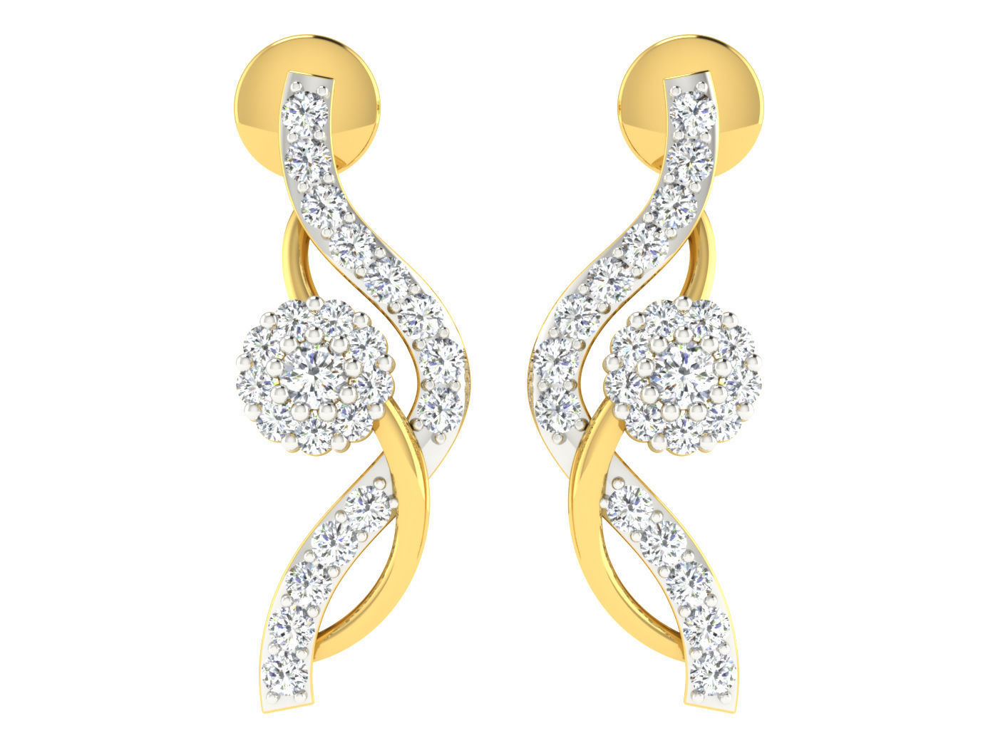 Diamond locket set for Women 3D print model_3