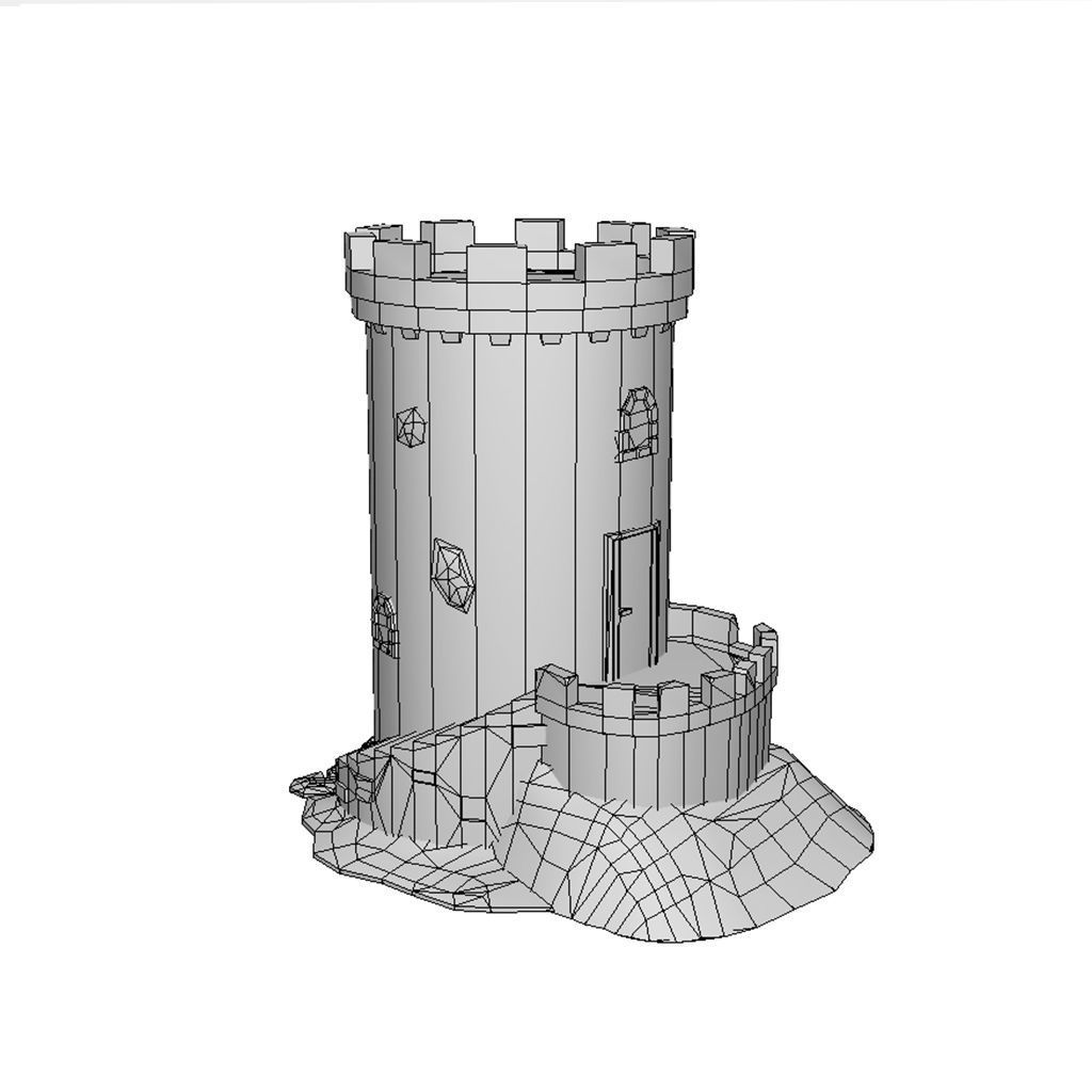 Fortress Building - Low-poly PBR model Low-poly 3D model_7