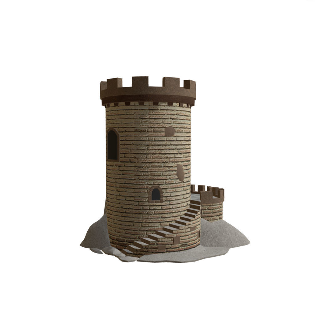 Fortress Building - Low-poly PBR model Low-poly 3D model_3