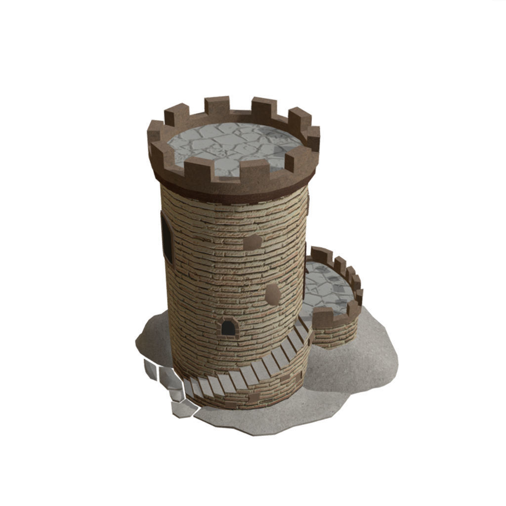 Fortress Building - Low-poly PBR model Low-poly 3D model_6