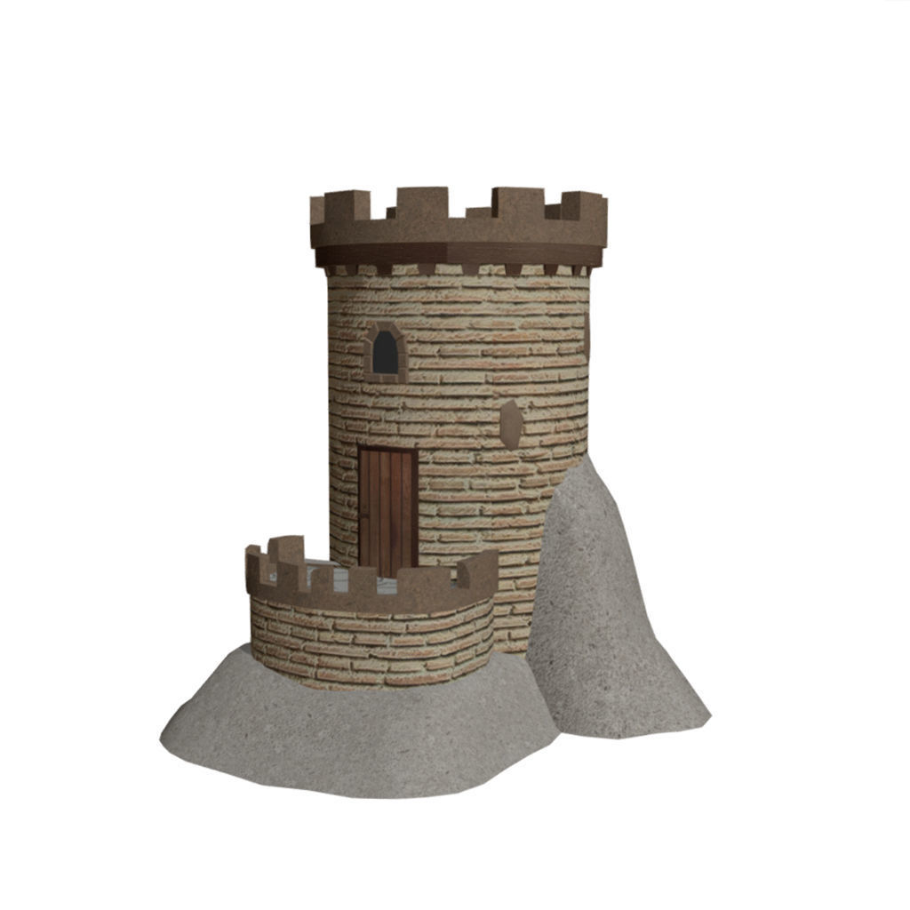 Fortress Building - Low-poly PBR model Low-poly 3D model_1