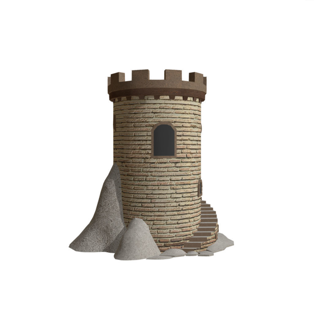 Fortress Building - Low-poly PBR model Low-poly 3D model_2