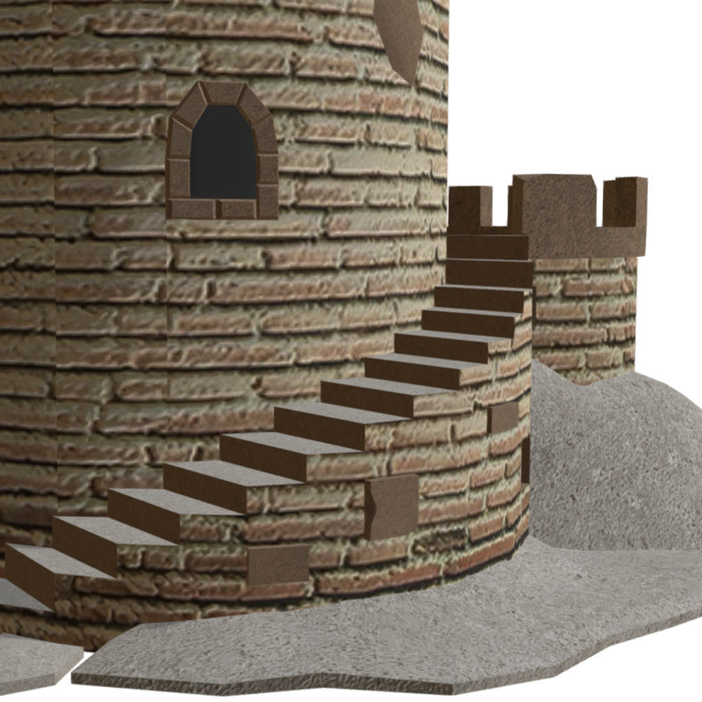 Fortress Building - Low-poly PBR model Low-poly 3D model_4