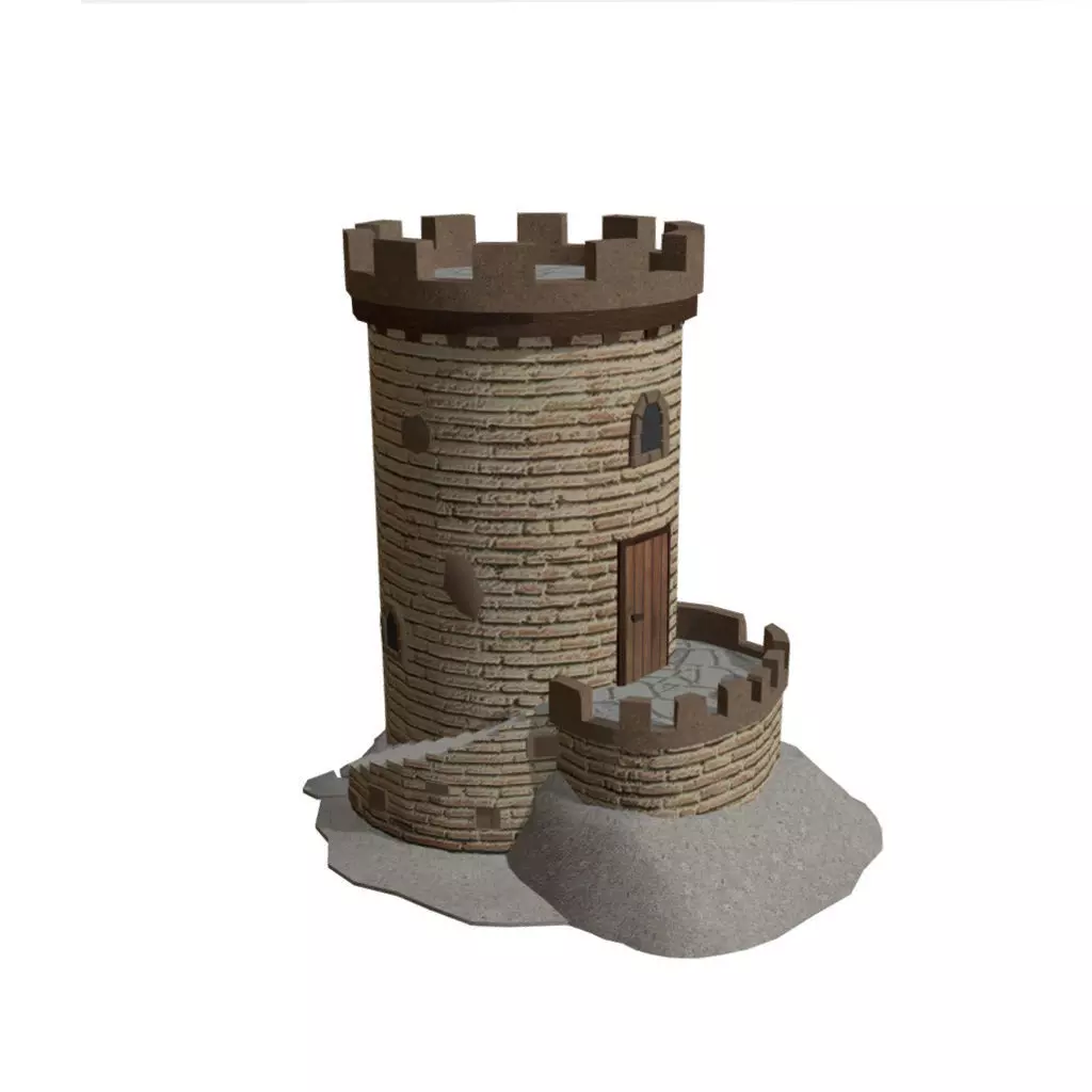Fortress Building - Low-poly PBR model Low-poly 3D model_0
