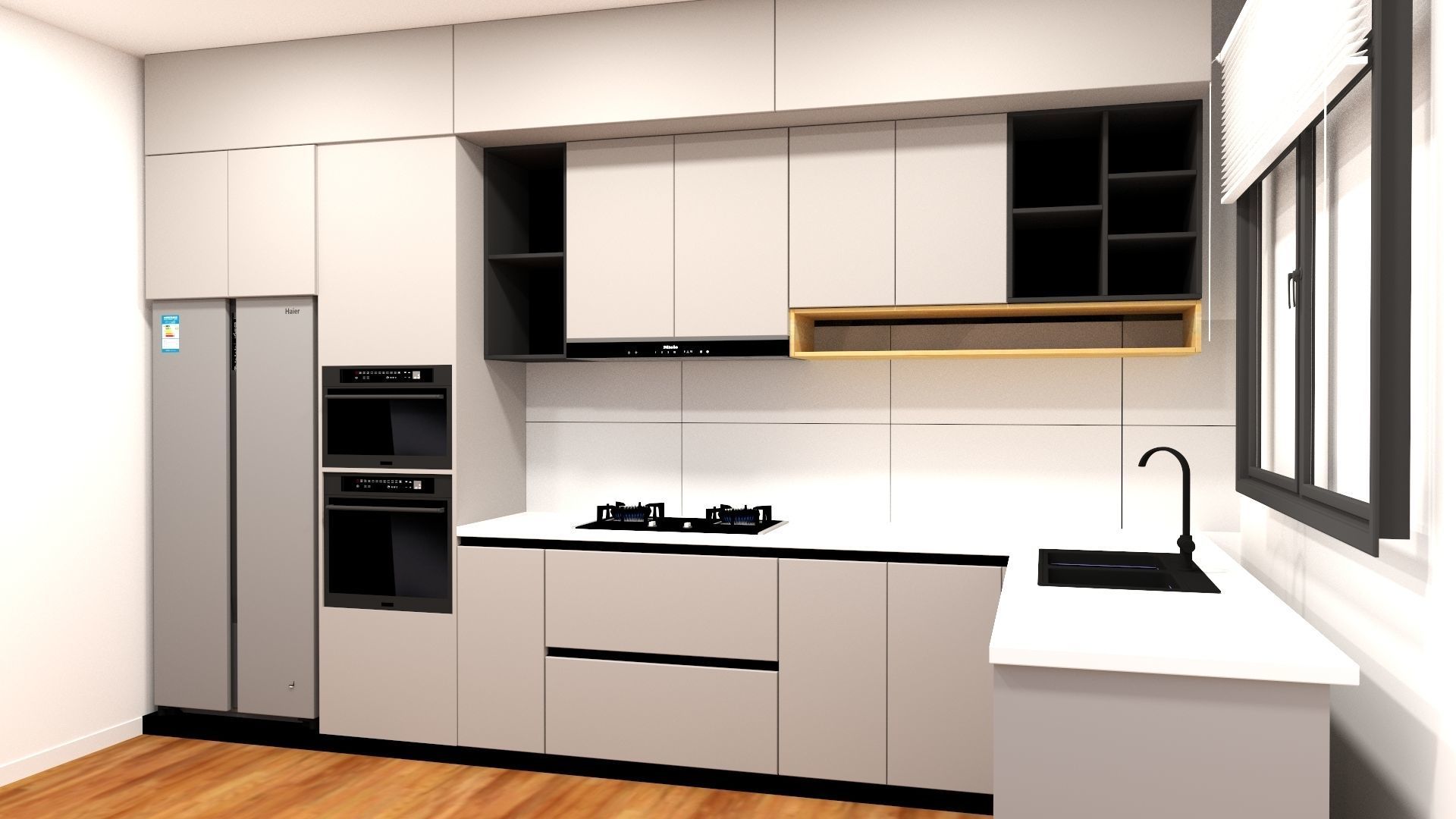 Kitchen Modern Design - Parametric-Resizable-Manufacturable 3D model_2