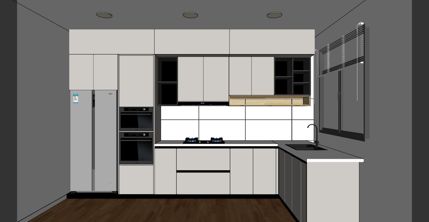 Kitchen Modern Design - Parametric-Resizable-Manufacturable 3D model_4