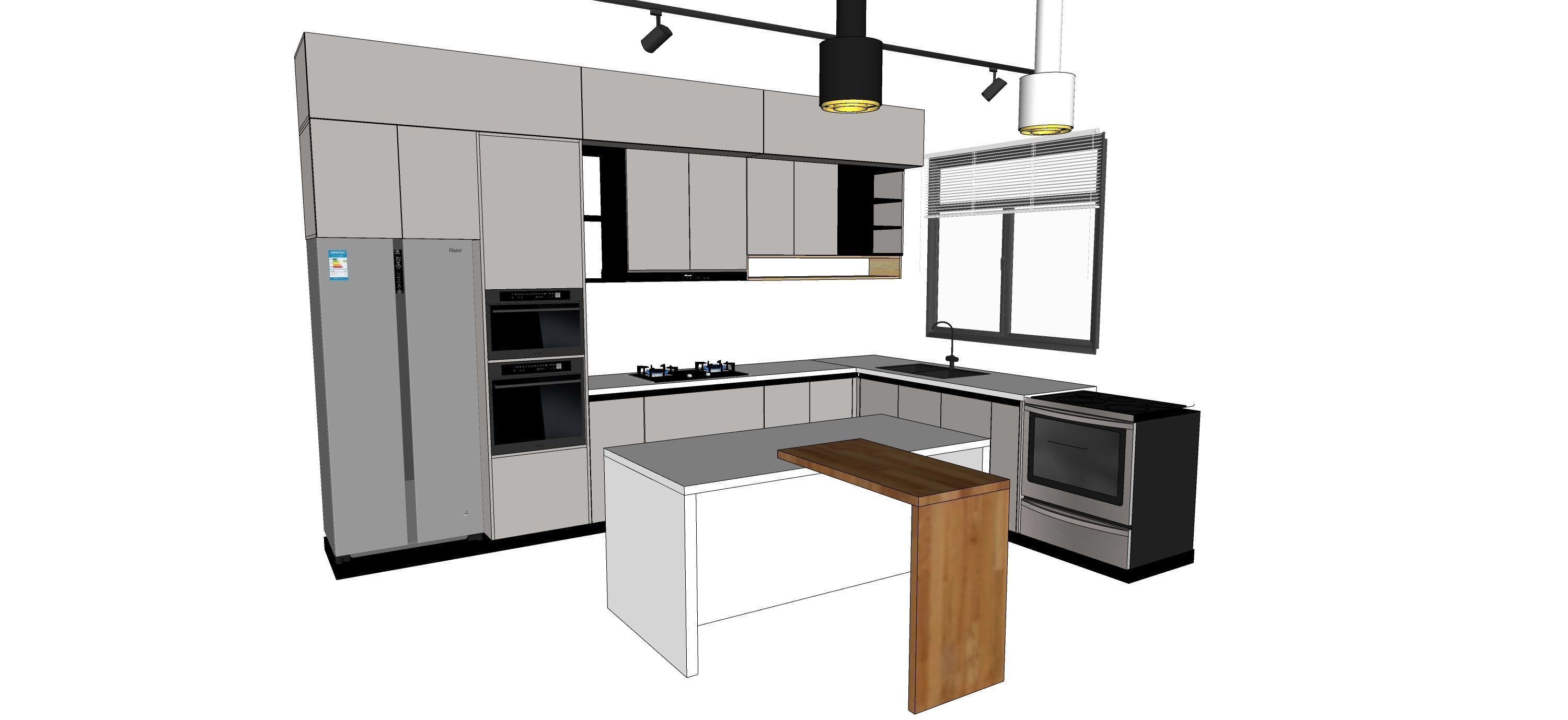 Kitchen Modern Design - Parametric-Resizable-Manufacturable 3D model_5