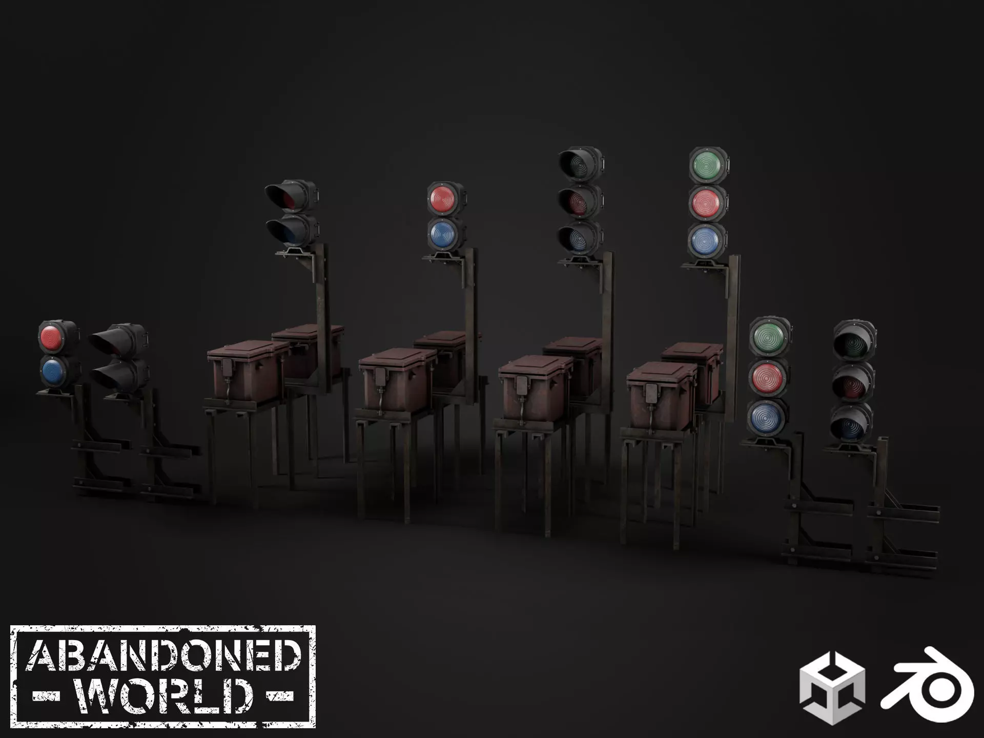 Subway Traffic Light Low-poly 3D model