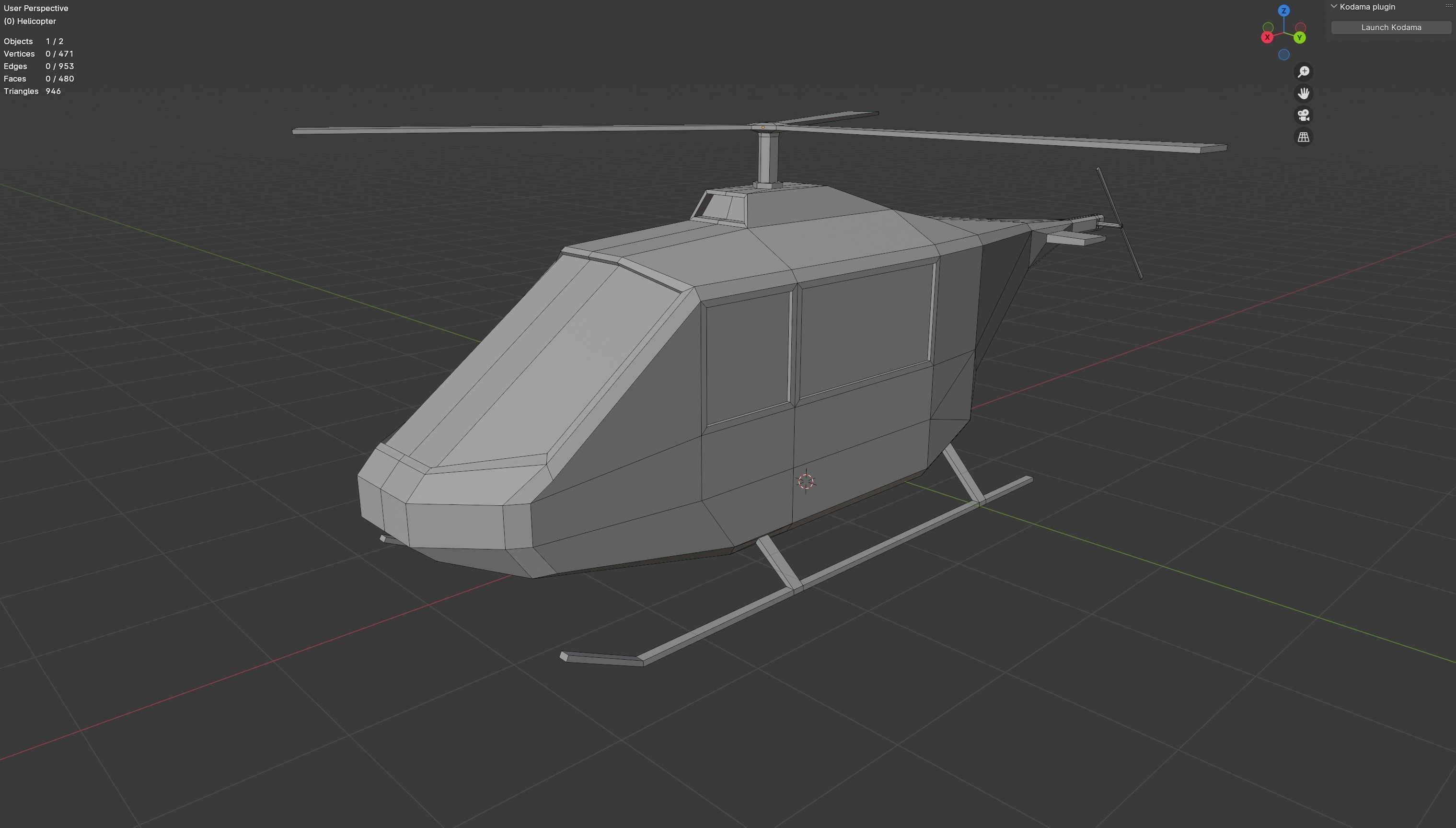 Low Poly Helicopter Free 3D model_5