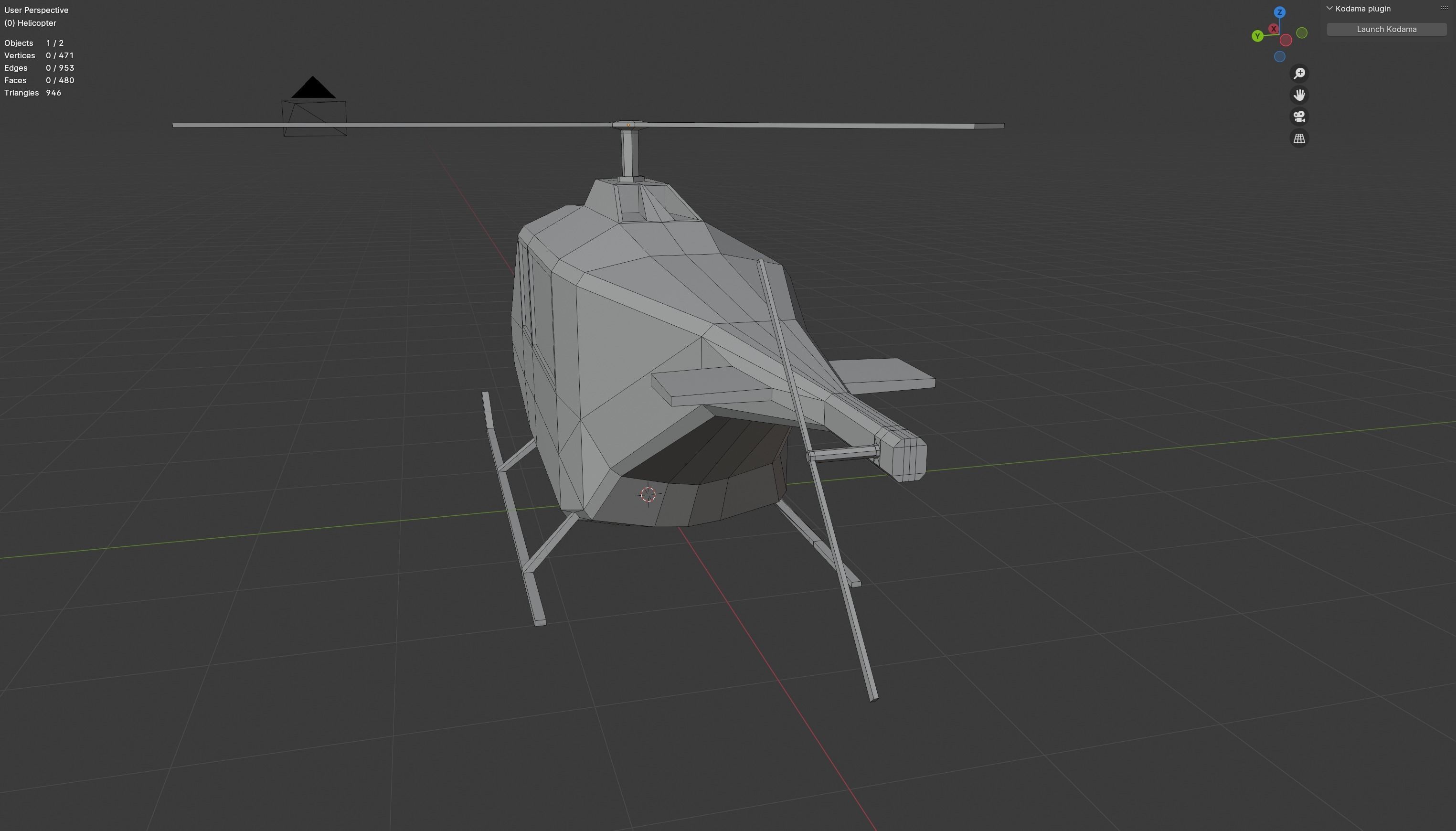 Low Poly Helicopter Free 3D model_6