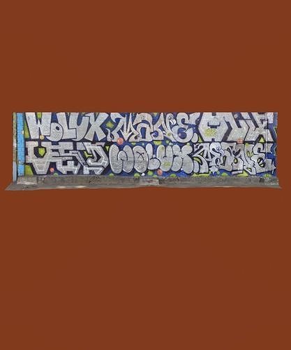 Long wall with graffiti photogrammetry  3D model