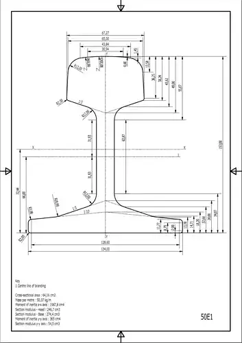 British Standard-EN13674 50E1 rail