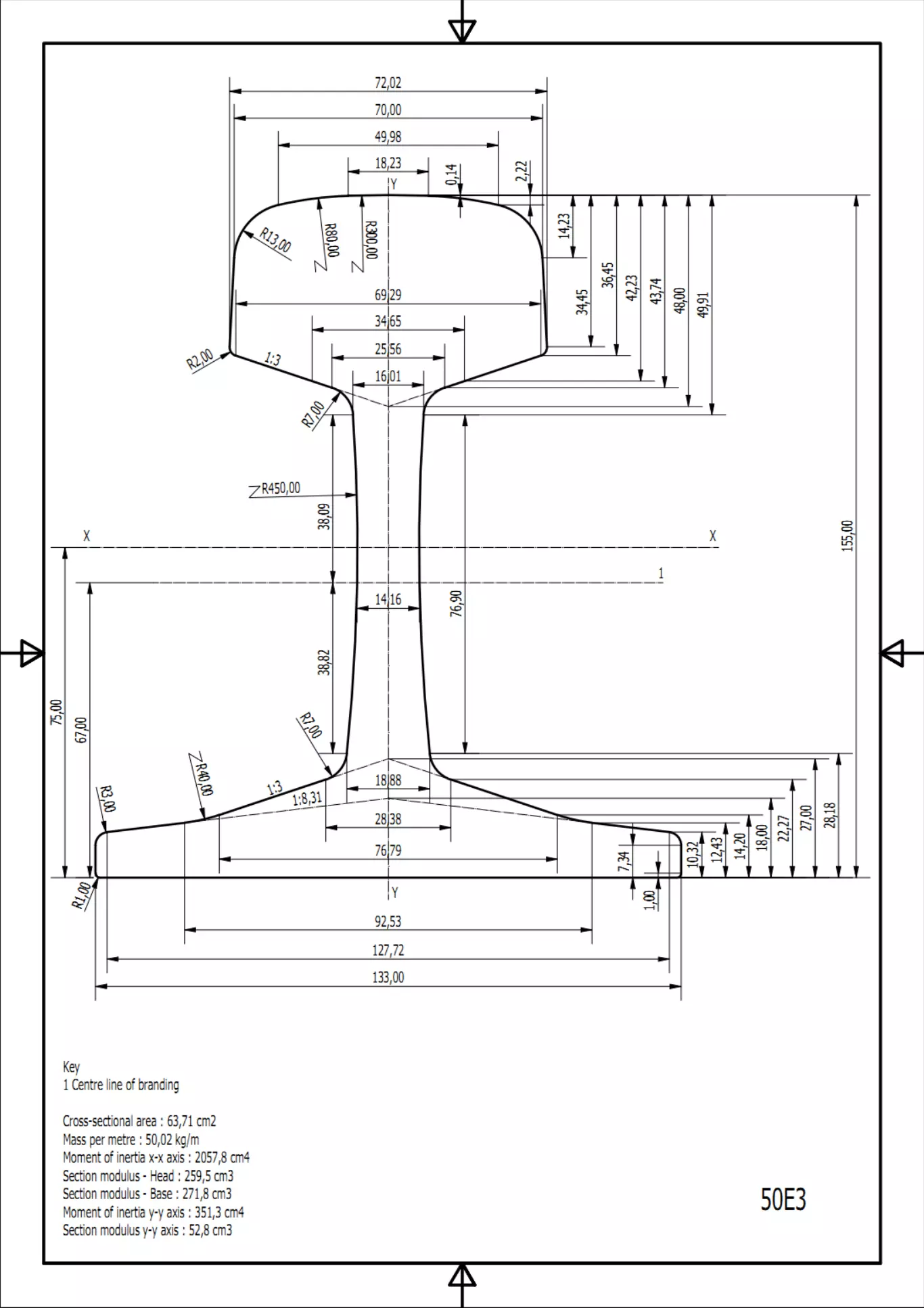 British Standard-EN13674 50E3 rail 3D model