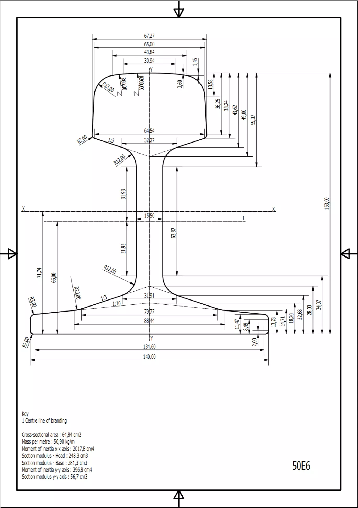 British Standard-EN13674 50E6 rail 3D model