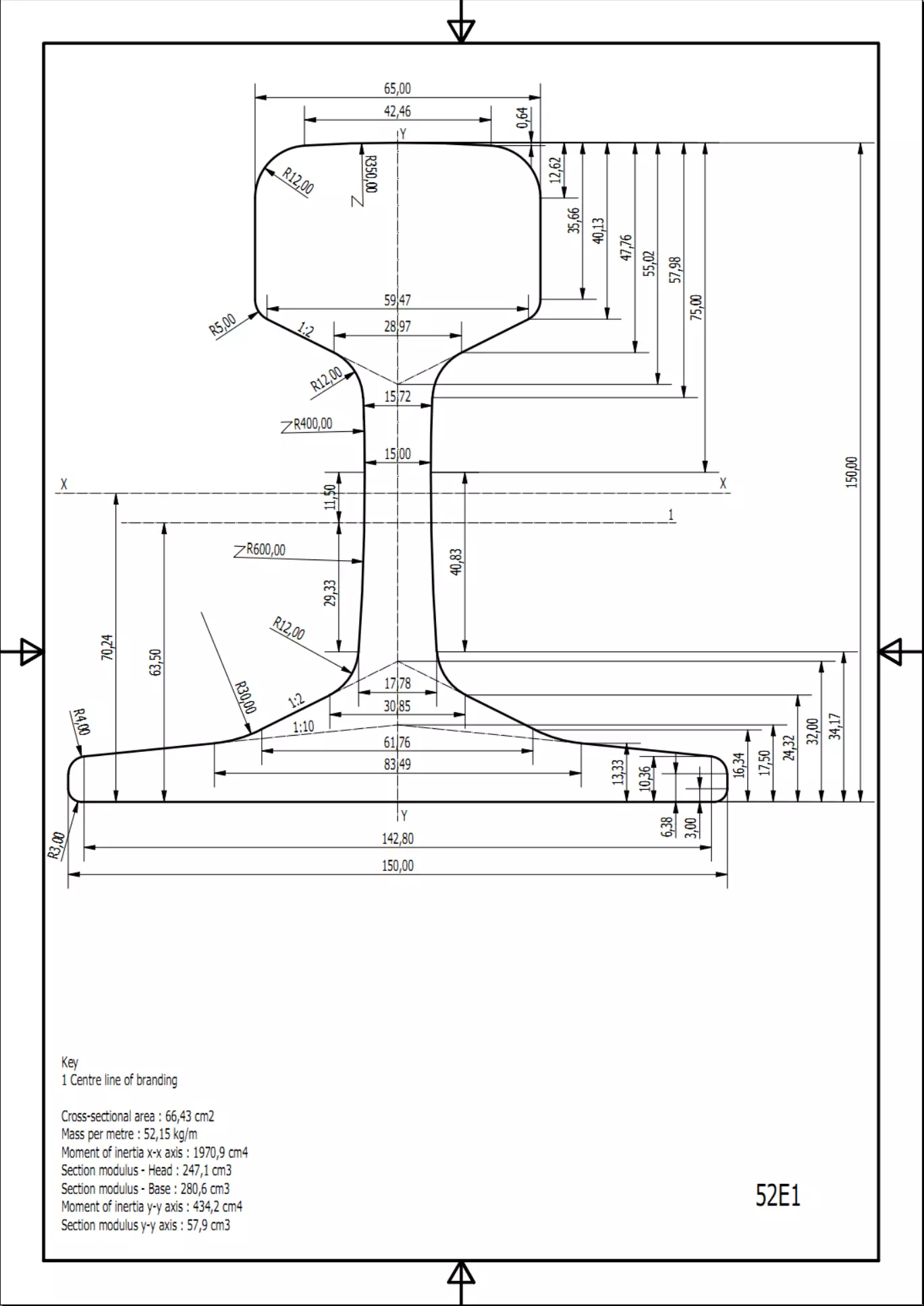 British Standard-EN13674 52E1 rail 3D model