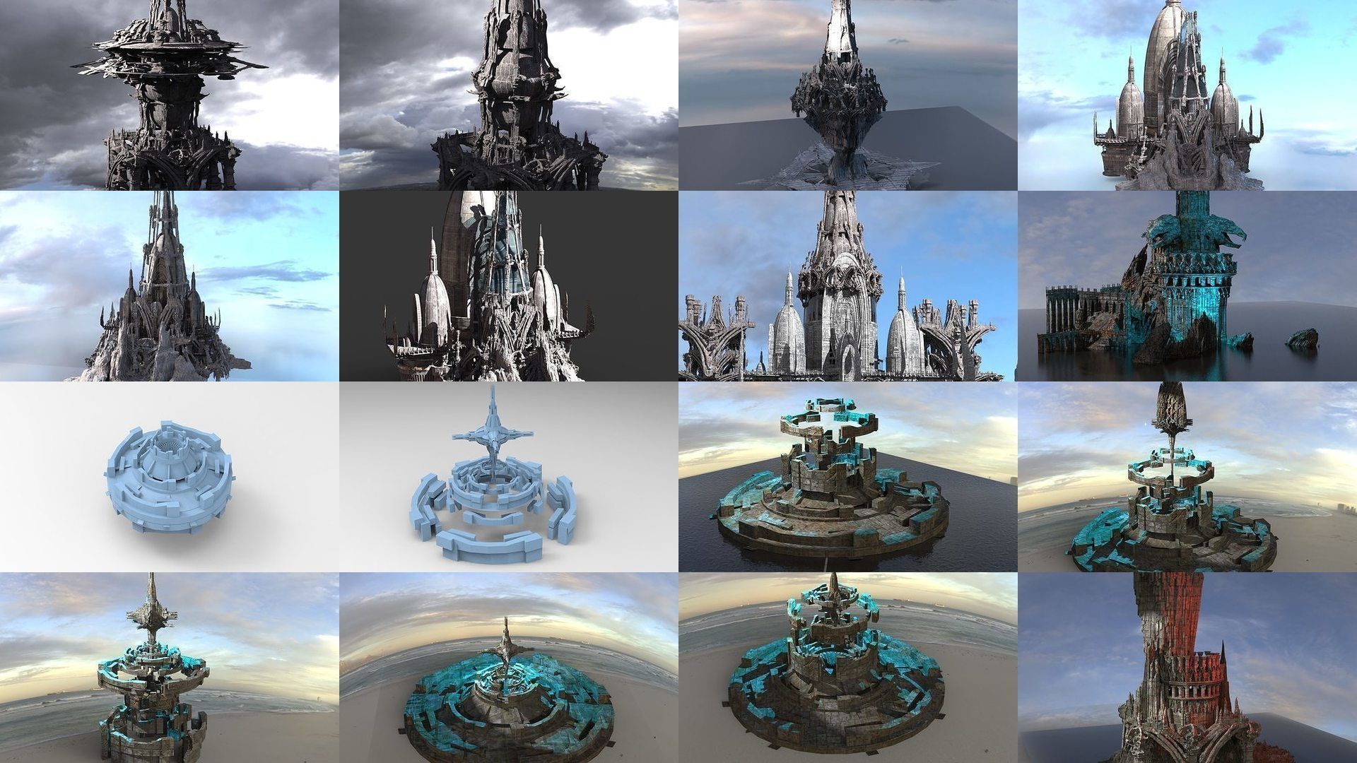 Sci Fi Modern art deco City tower collection 1 _3