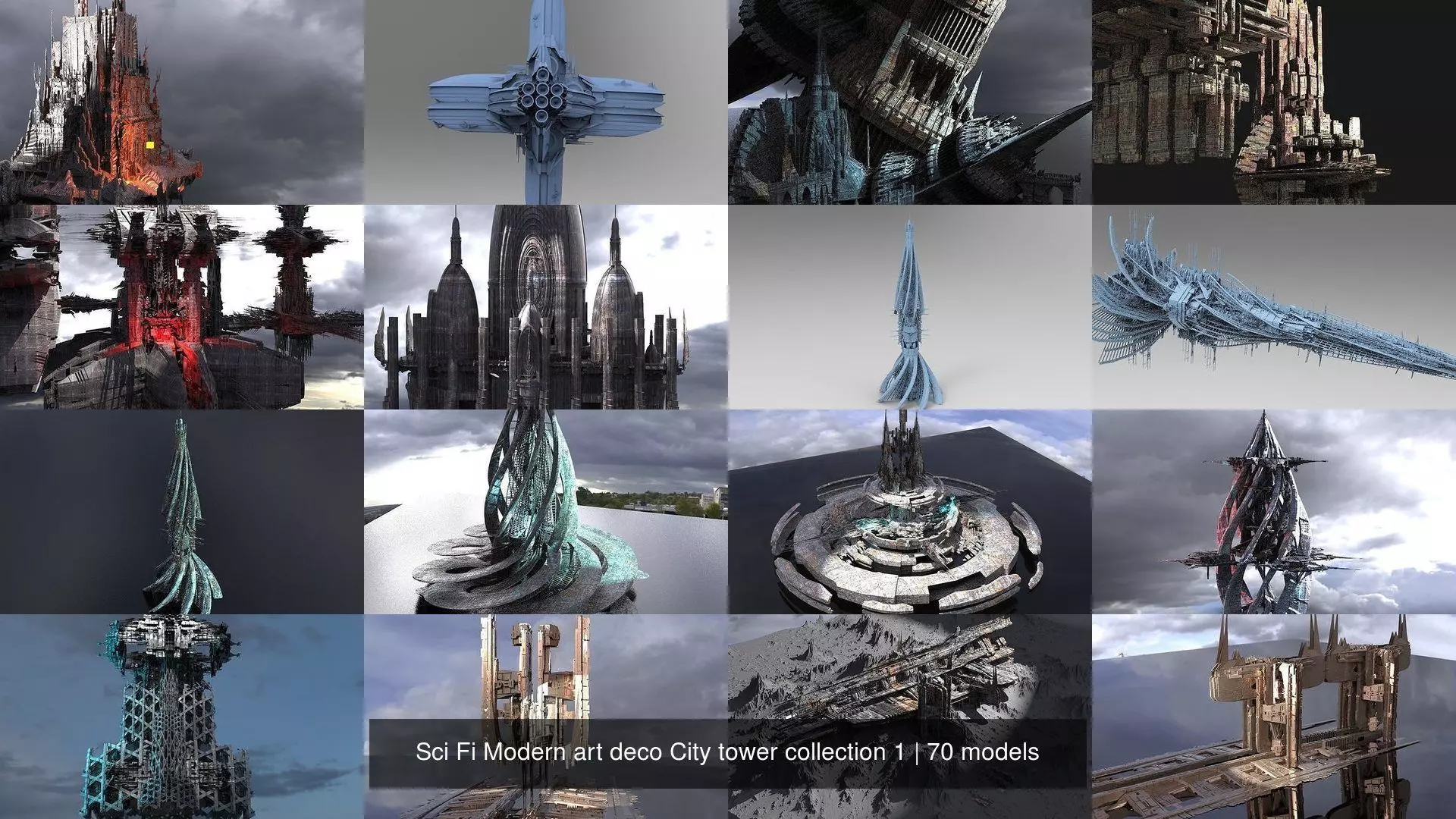 Sci Fi Modern art deco City tower collection 1 _0